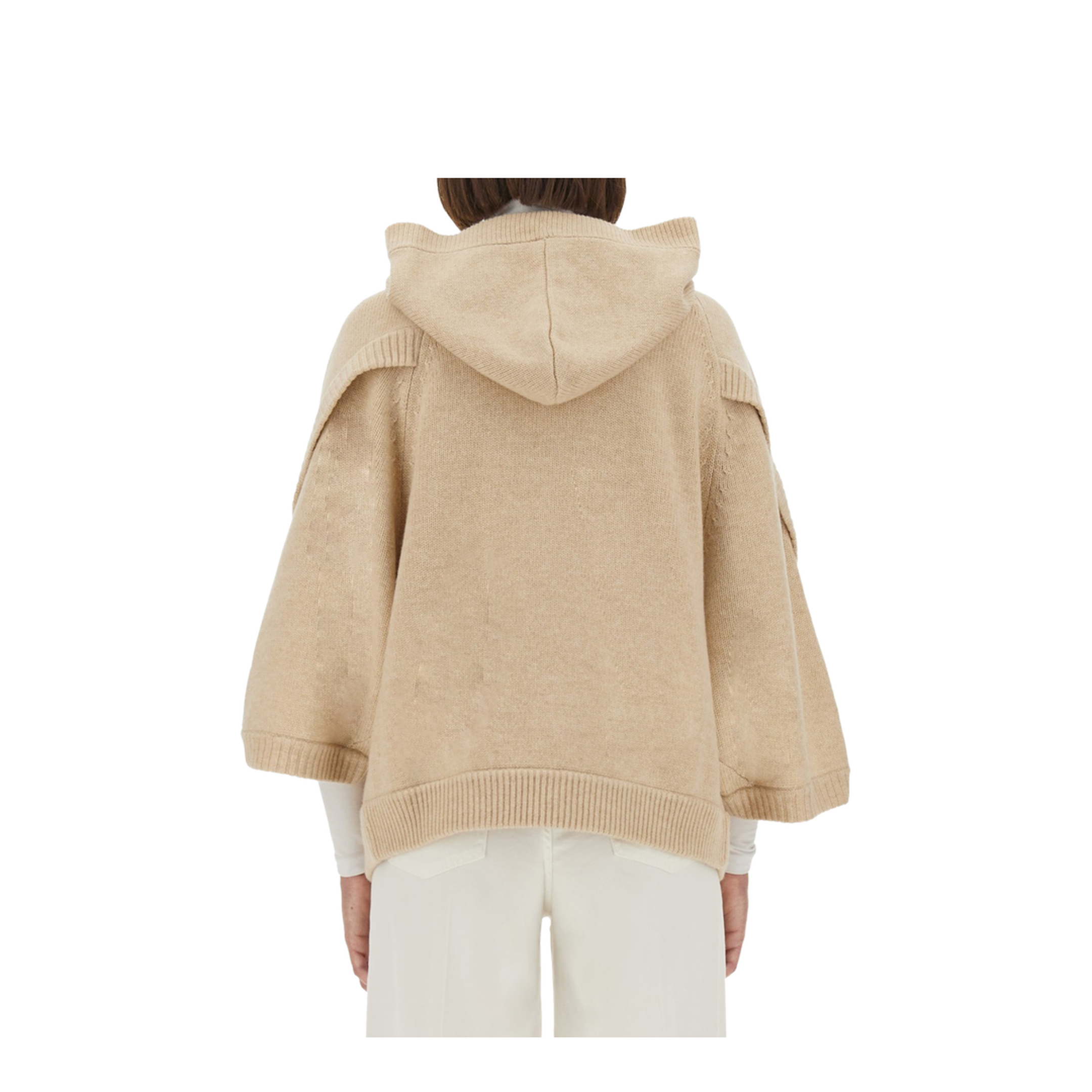 Hooded Cardigan in Wool and Cashmere - Grey - Image 3