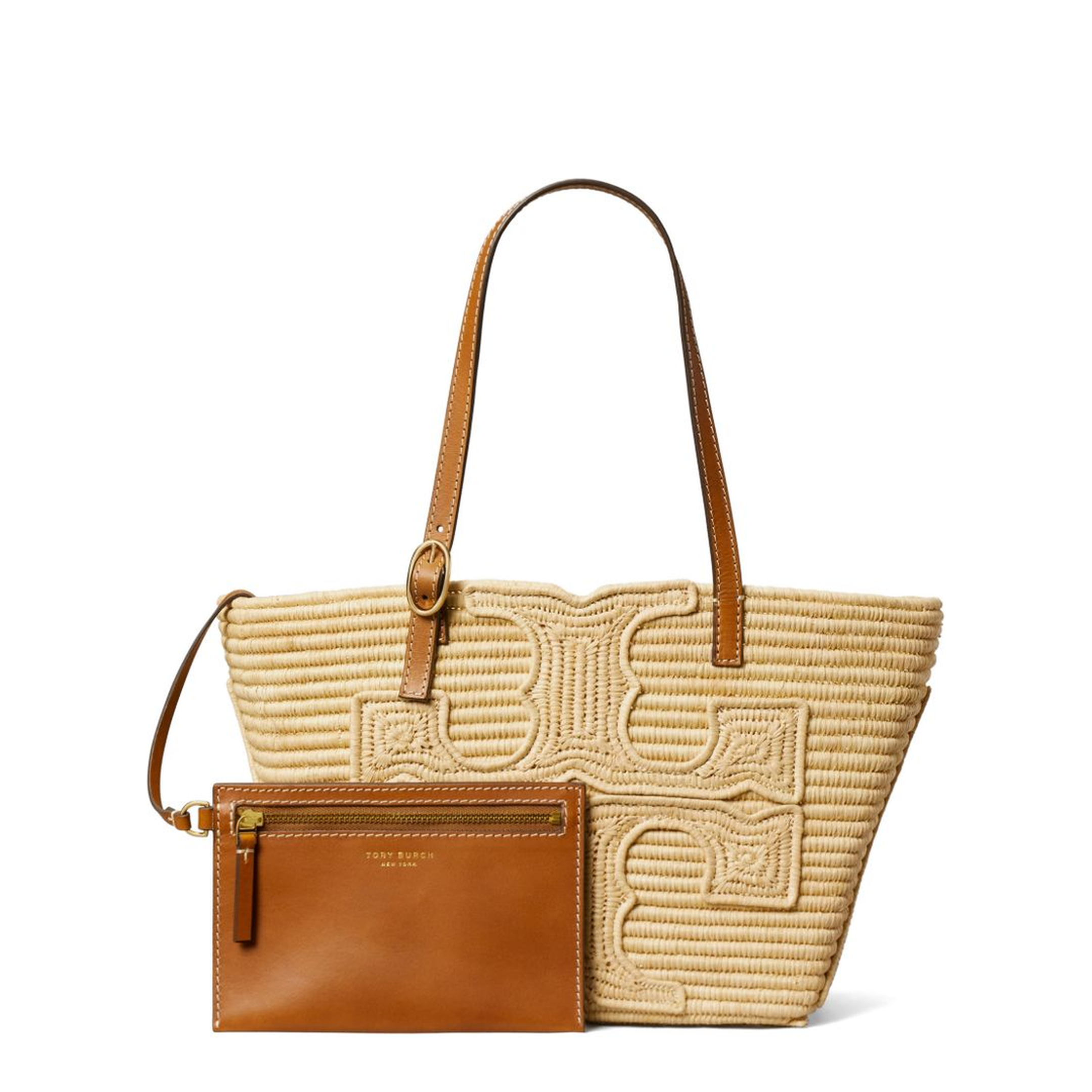T Monogram Woven Tote Jacquard Raffia - Natural - Image 3