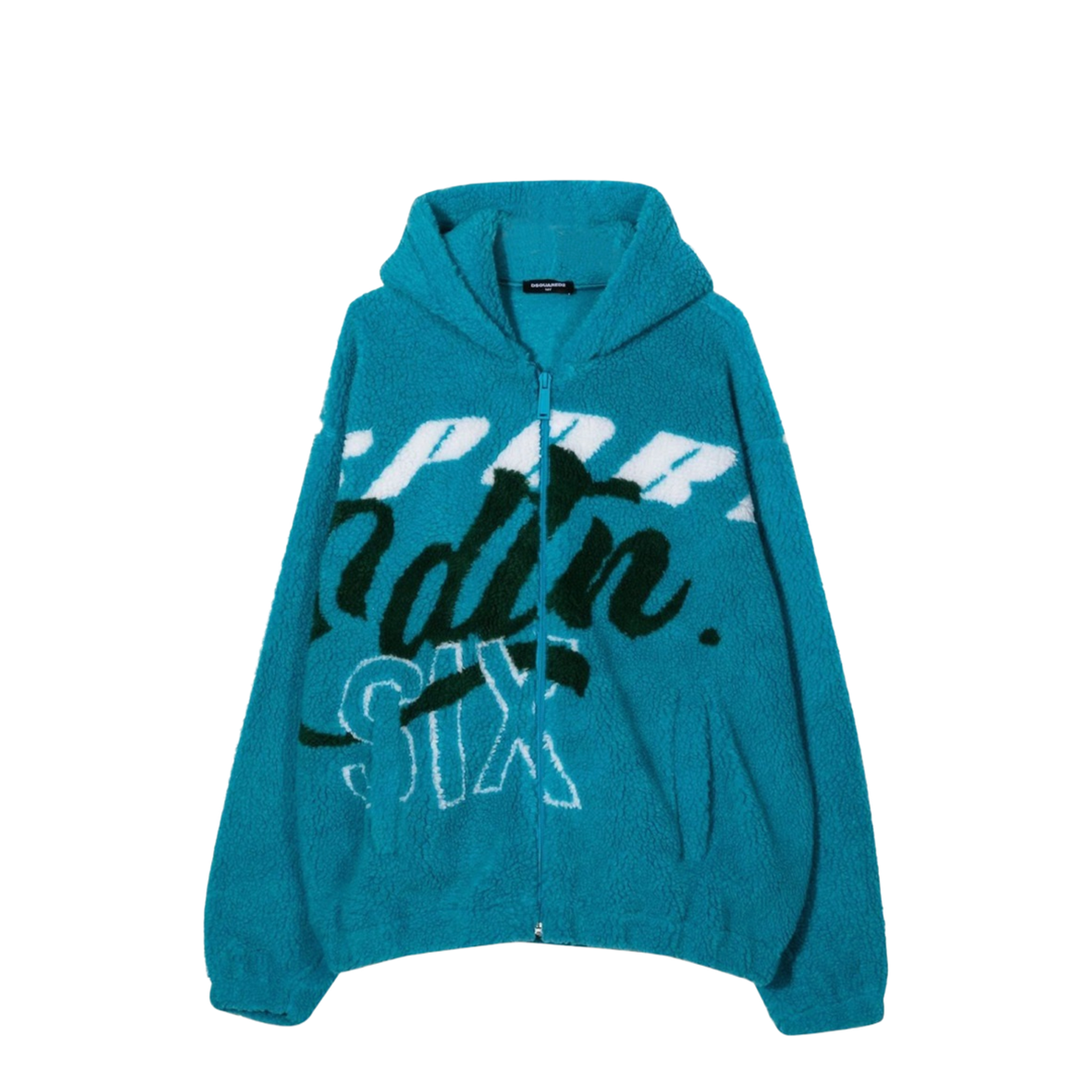Jacquard Fur Hoodie with Zip - Image 1