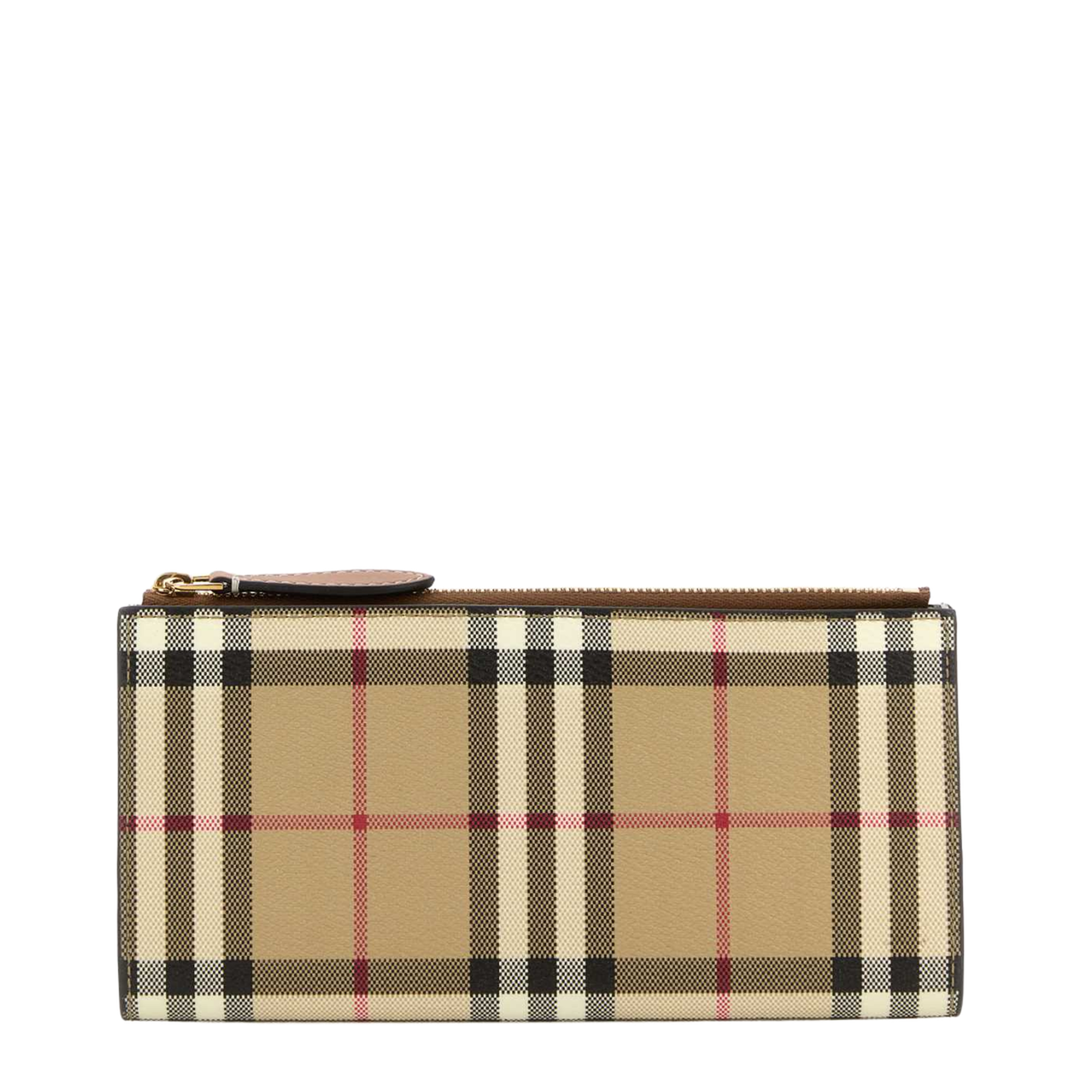 Check Coated Textile Wallet - Archive Beige/Briar Brown - Image 1
