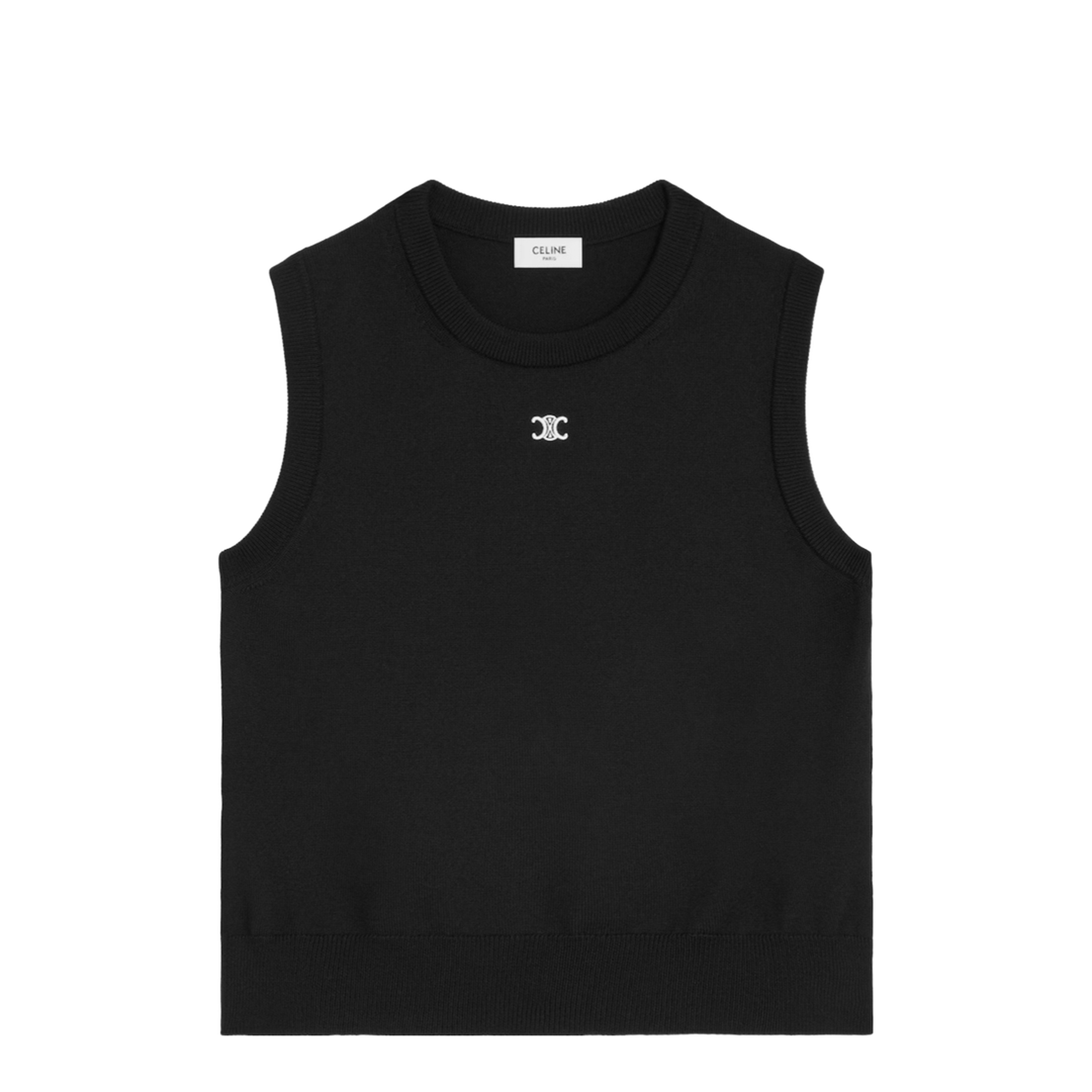 Crew Neck Waistcoat In Black - Image 1