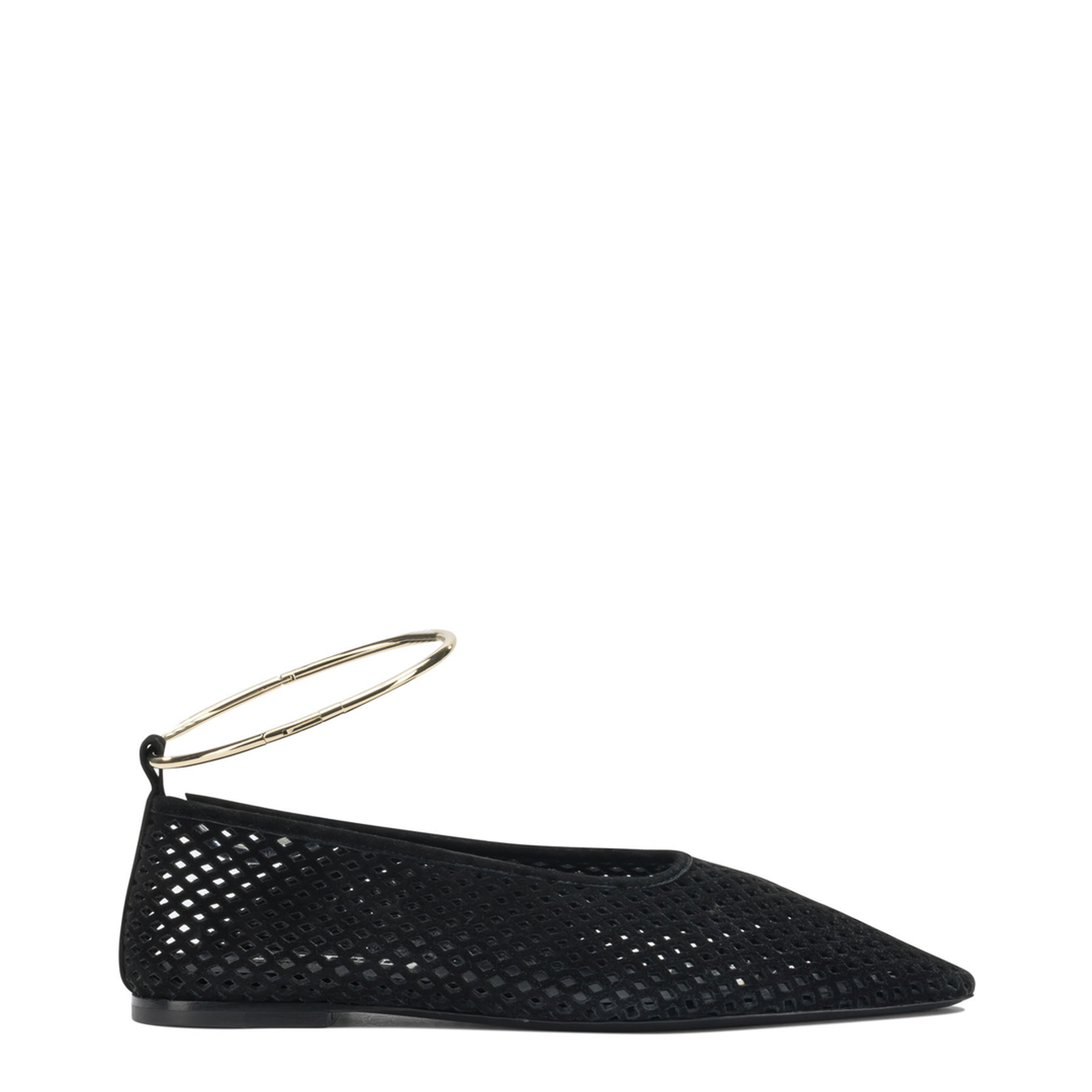 Suede Perforated Ballet Flats - Image 1
