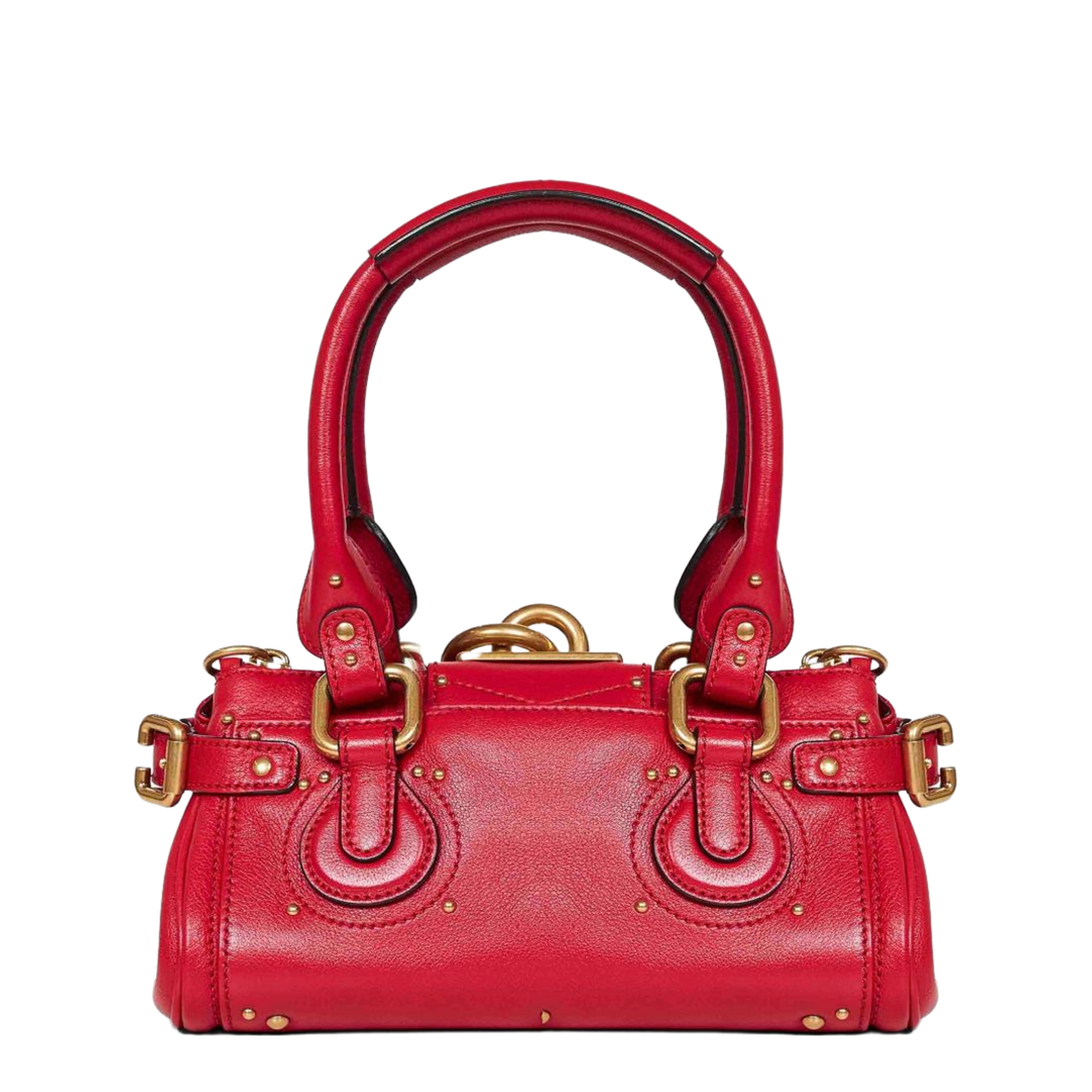 Paddington Small Grained Buffalo Leather Shoulder Bag - Tulip Red - Image 3