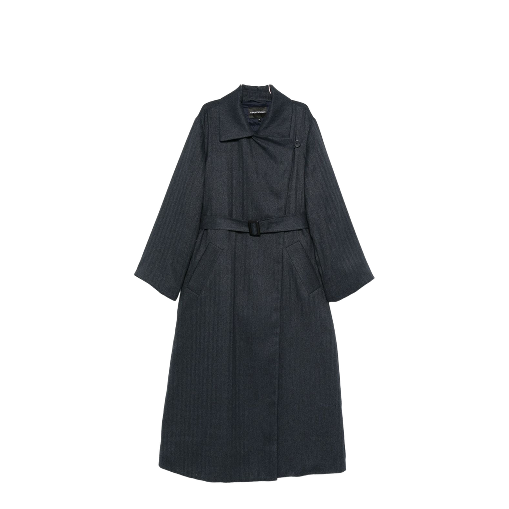 Blue Striped Pattern Belted Waist Jacket - Image 1