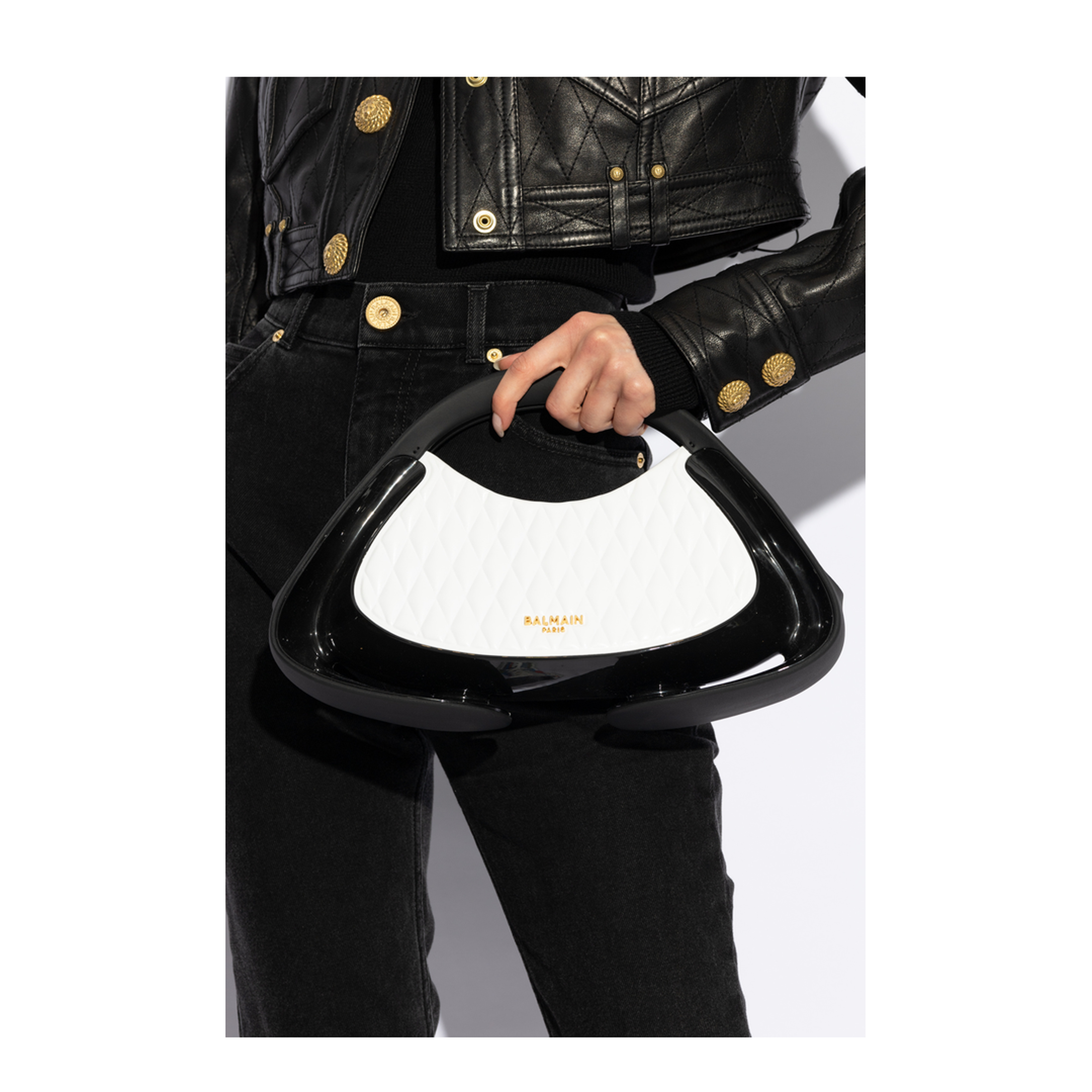 Jolie Madame Medium Quilted Shoulder Bag - White - Image 2