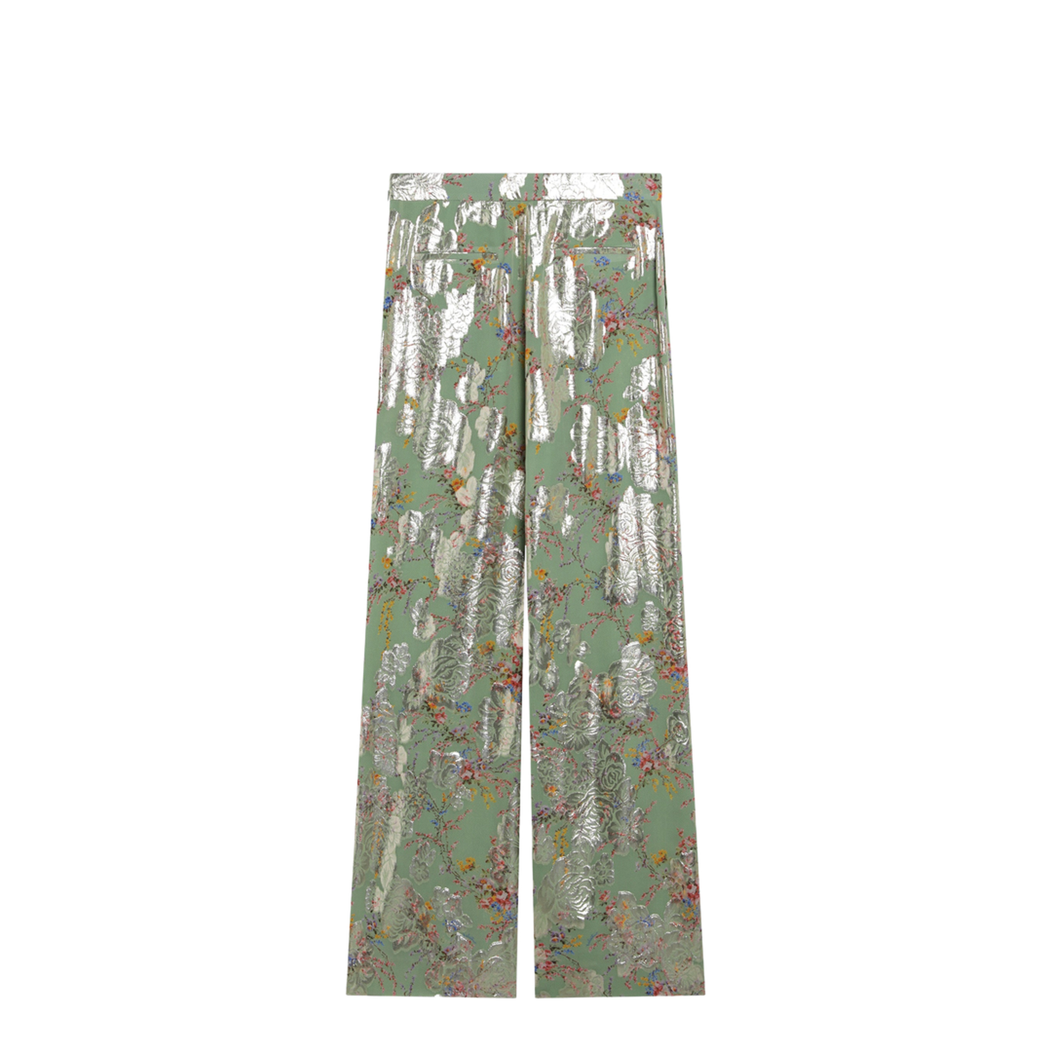 Silk Trousers With All-Over Print In Green - Image 2