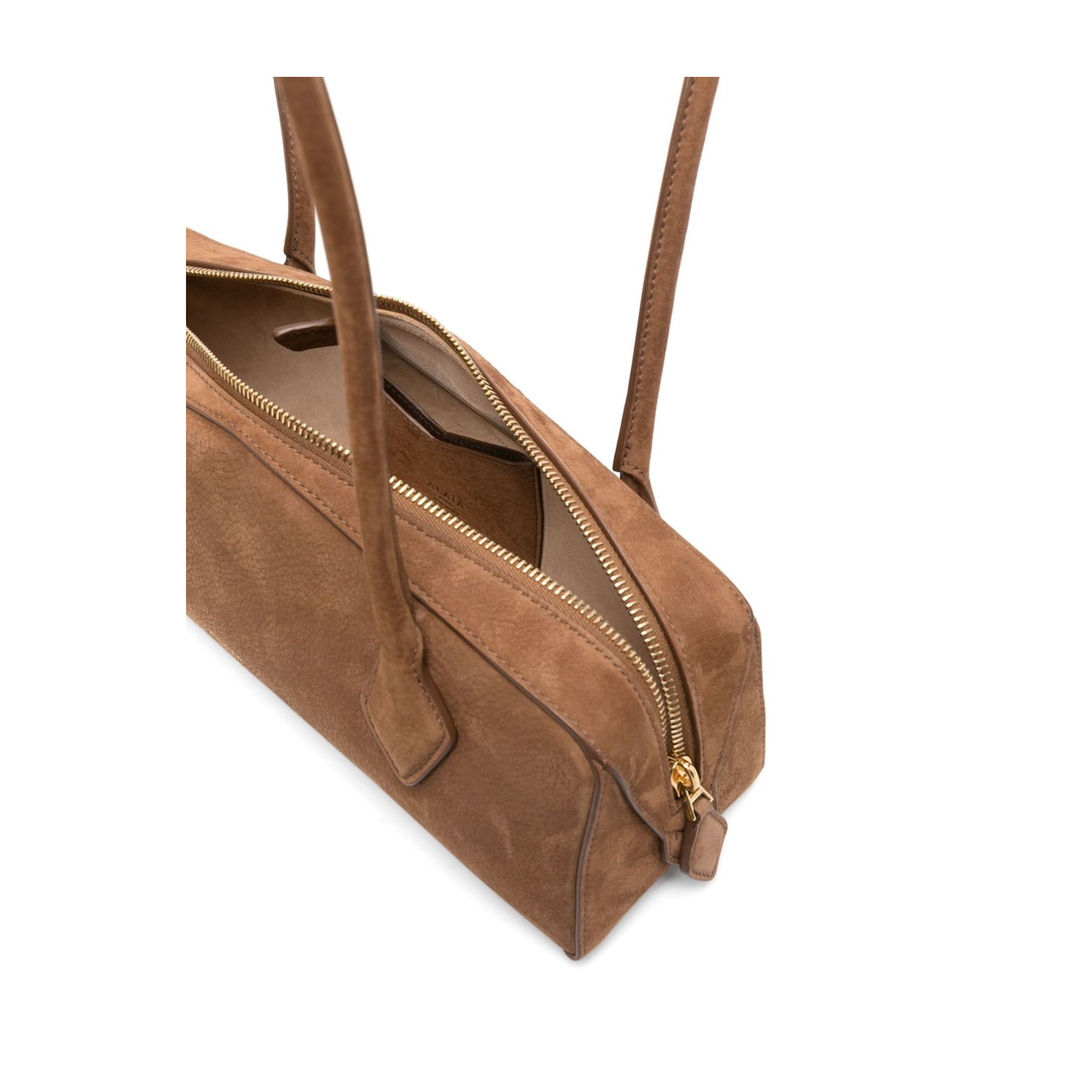 Le Teckel Medium Suede Shoulder Bag - Terre d'ombre / Foliage brown - Image 4