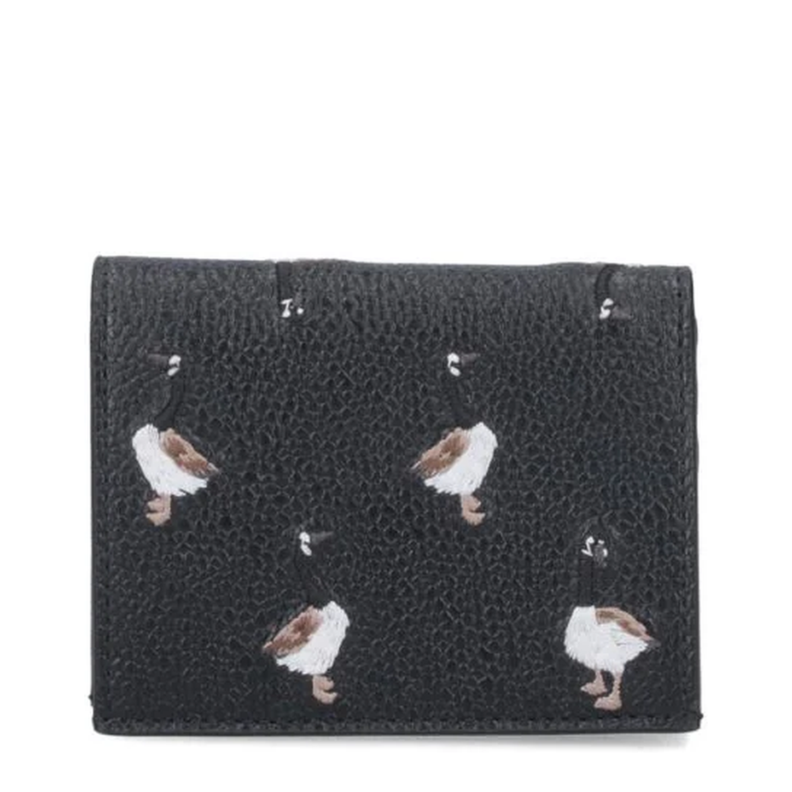 Goose Embroidered Pebbled Calf Leather Bifold Wallet - Black - Image 3