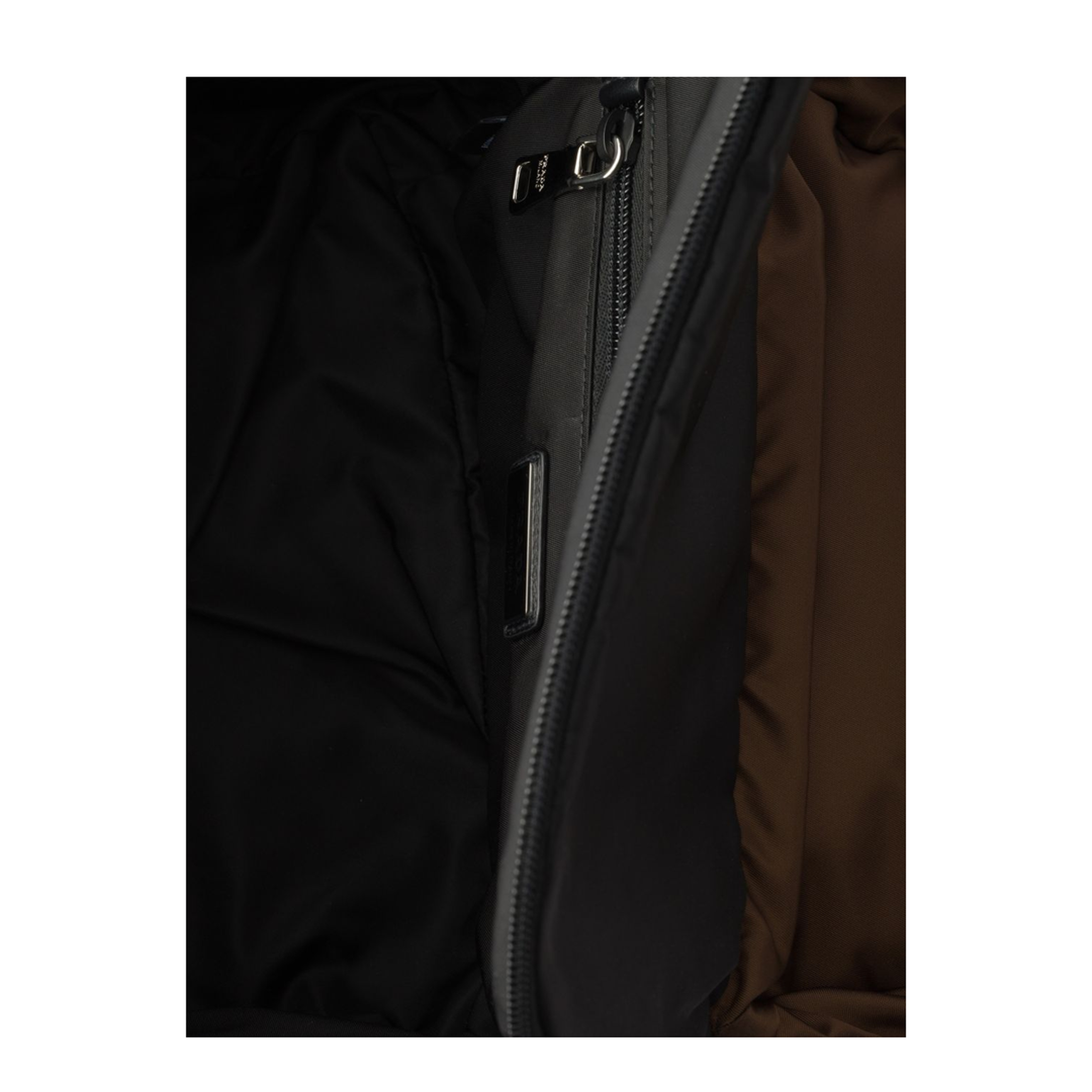 Re-Nylon Nylon & Leather Shoulder Bag - Black/Burnt - Image 2