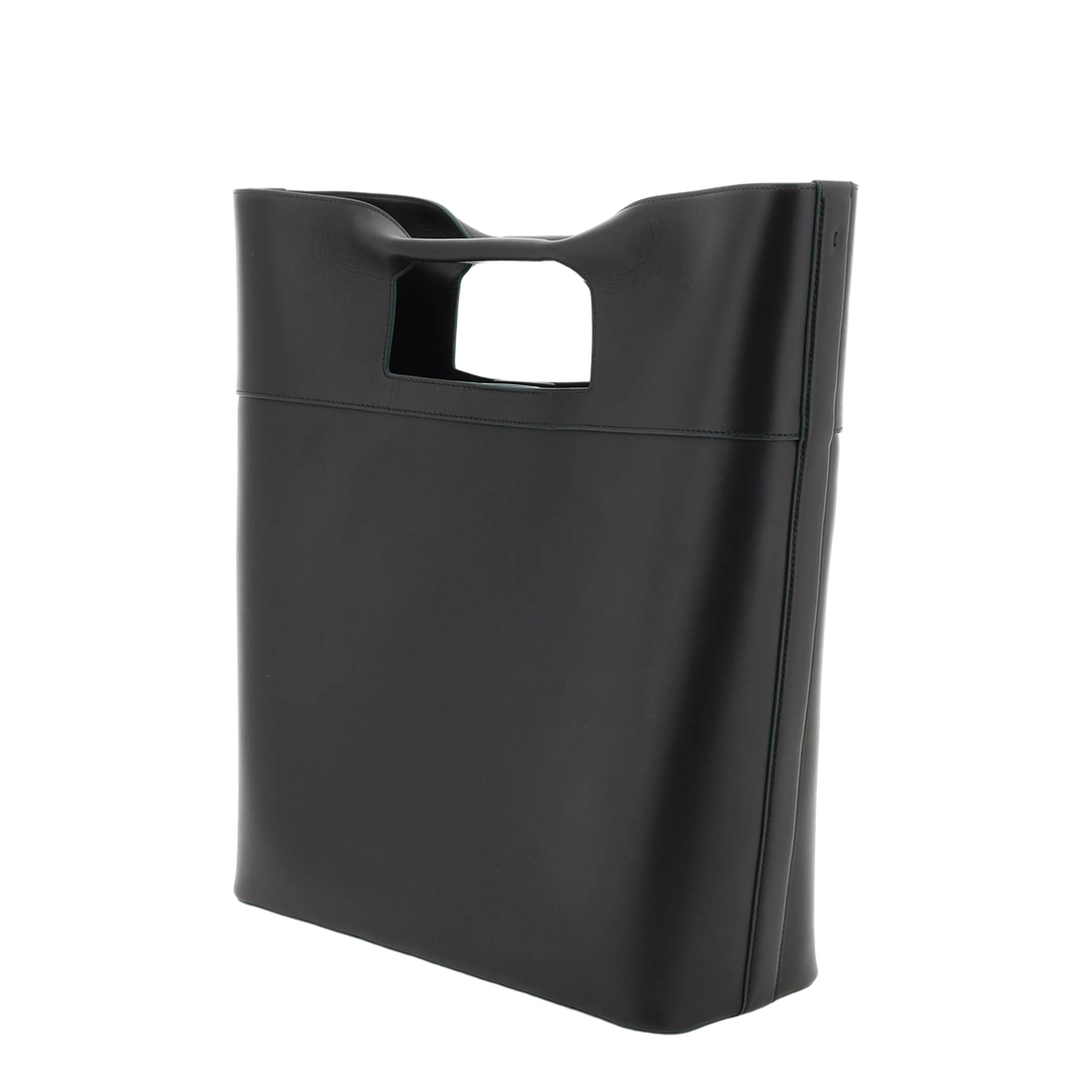 Square Bow Small Calfskin Shopping Bag - Black - Image 4