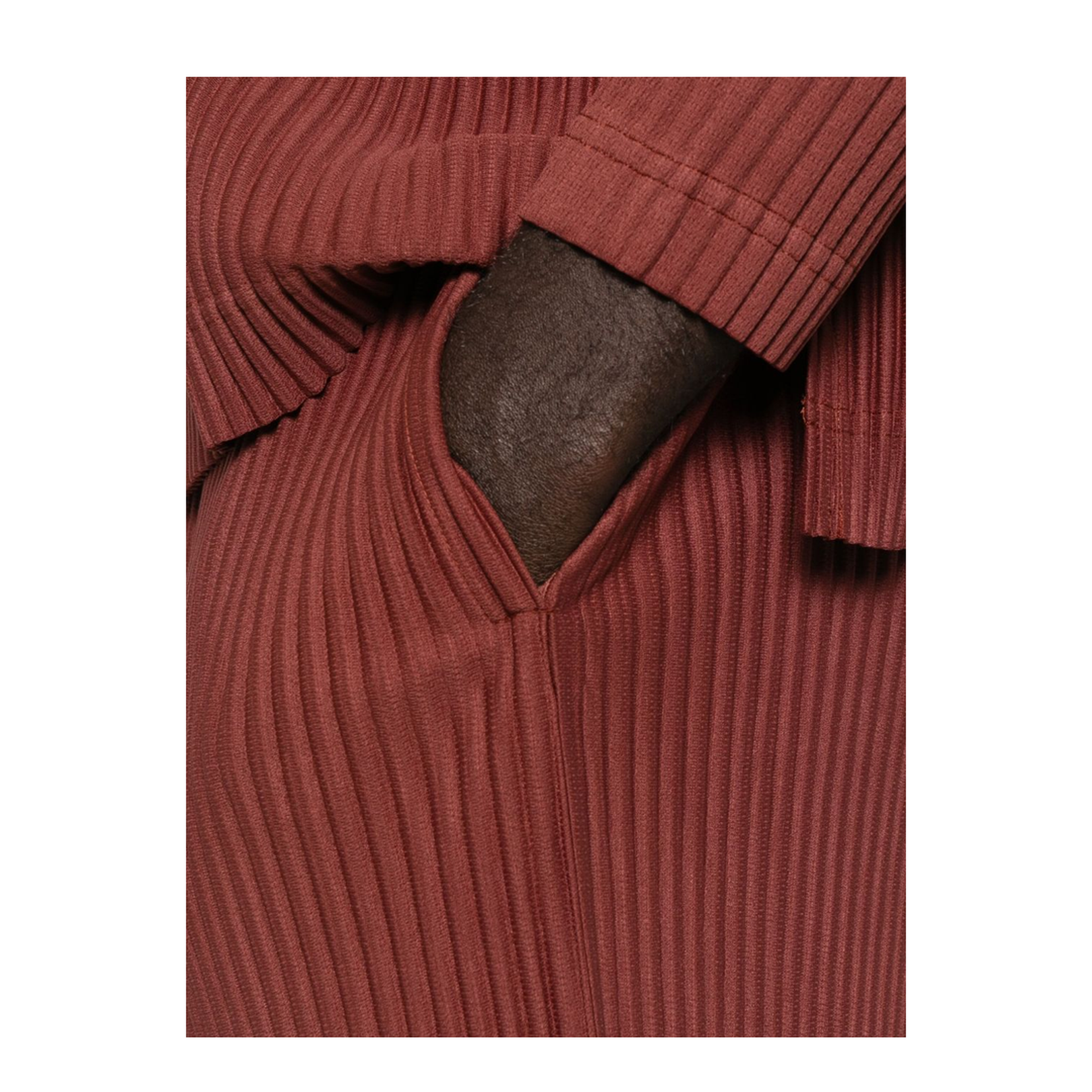 Brown Pleated Design Cropped Pants - Image 3