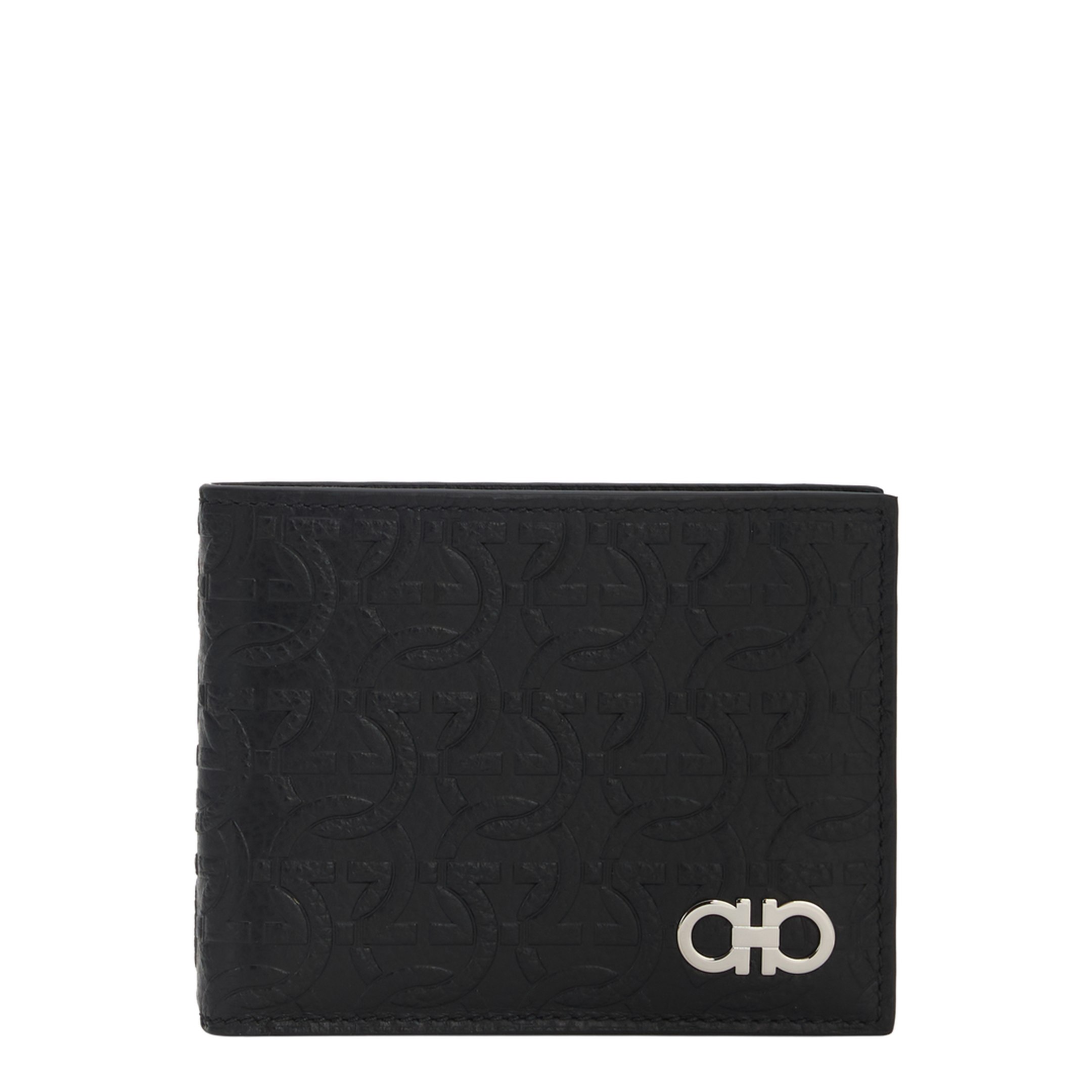 Gancini Grained Calf Leather Bifold Wallet With ID Window - Black - Image 2