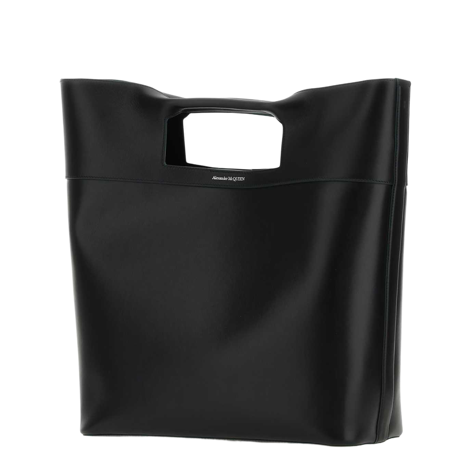 Square Bow Small Calfskin Shopping Bag - Black - Image 5