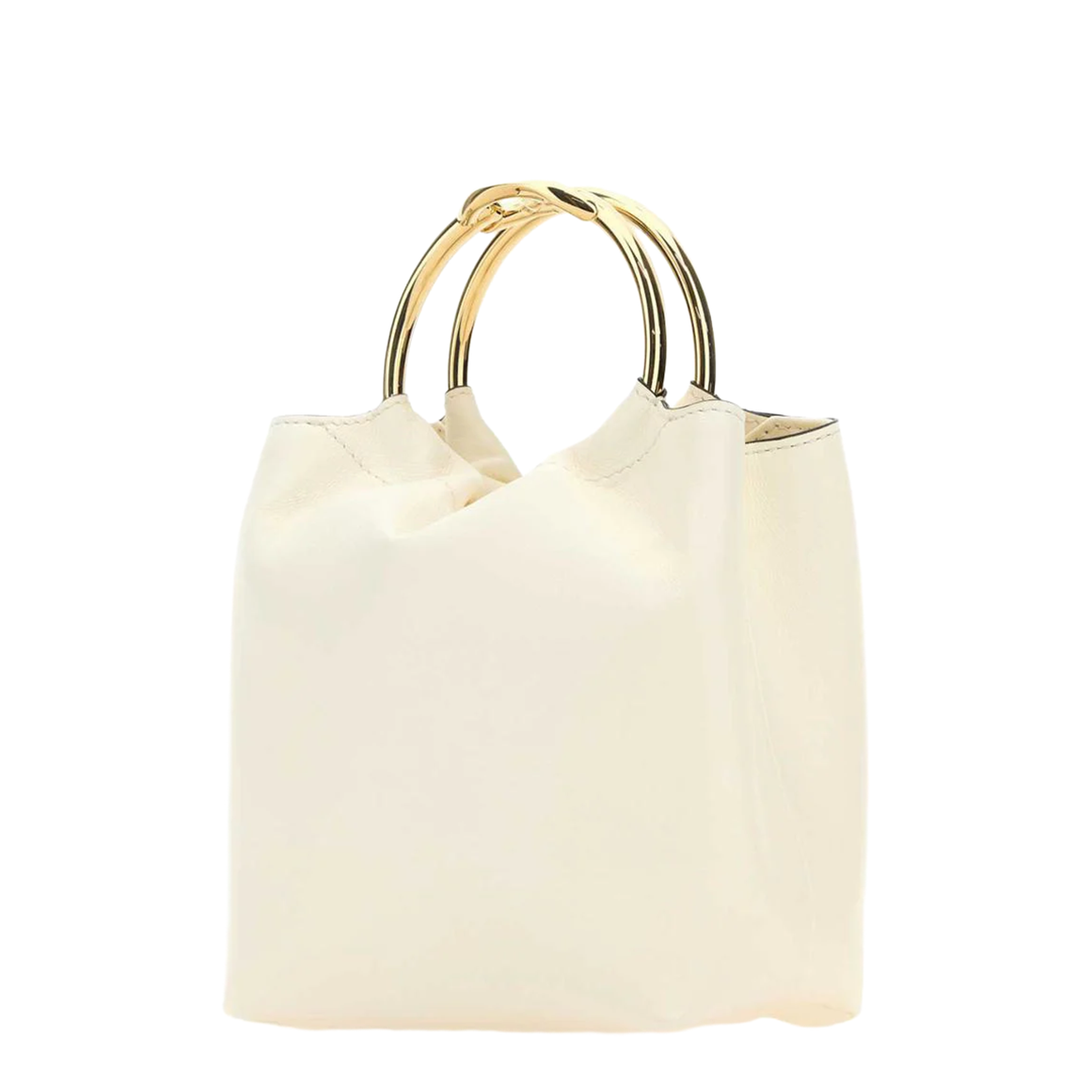 Ivory Leather Bucket Bag - Image 2