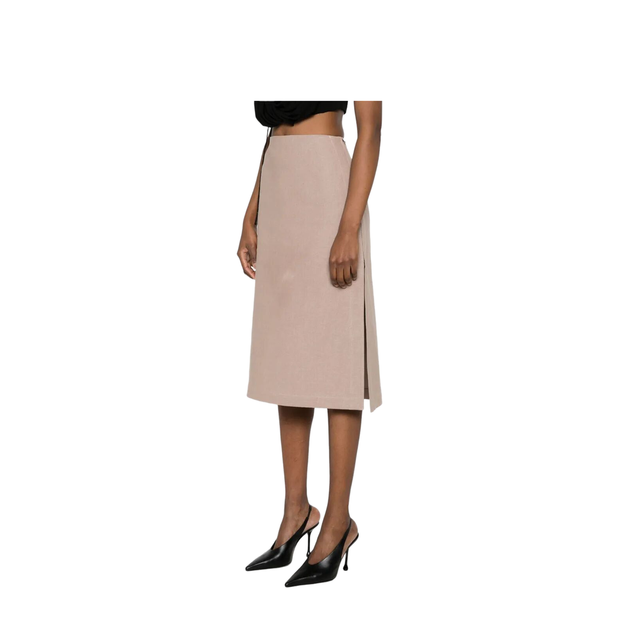 Waxed Linen Straight Midi Skirt - Image 3