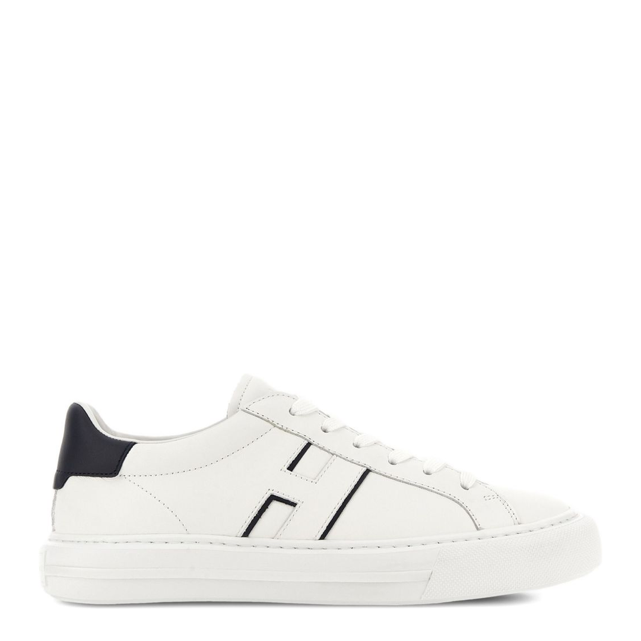 White Logo Design Flat Rubber Sole Lace-Up Closure - Image 1