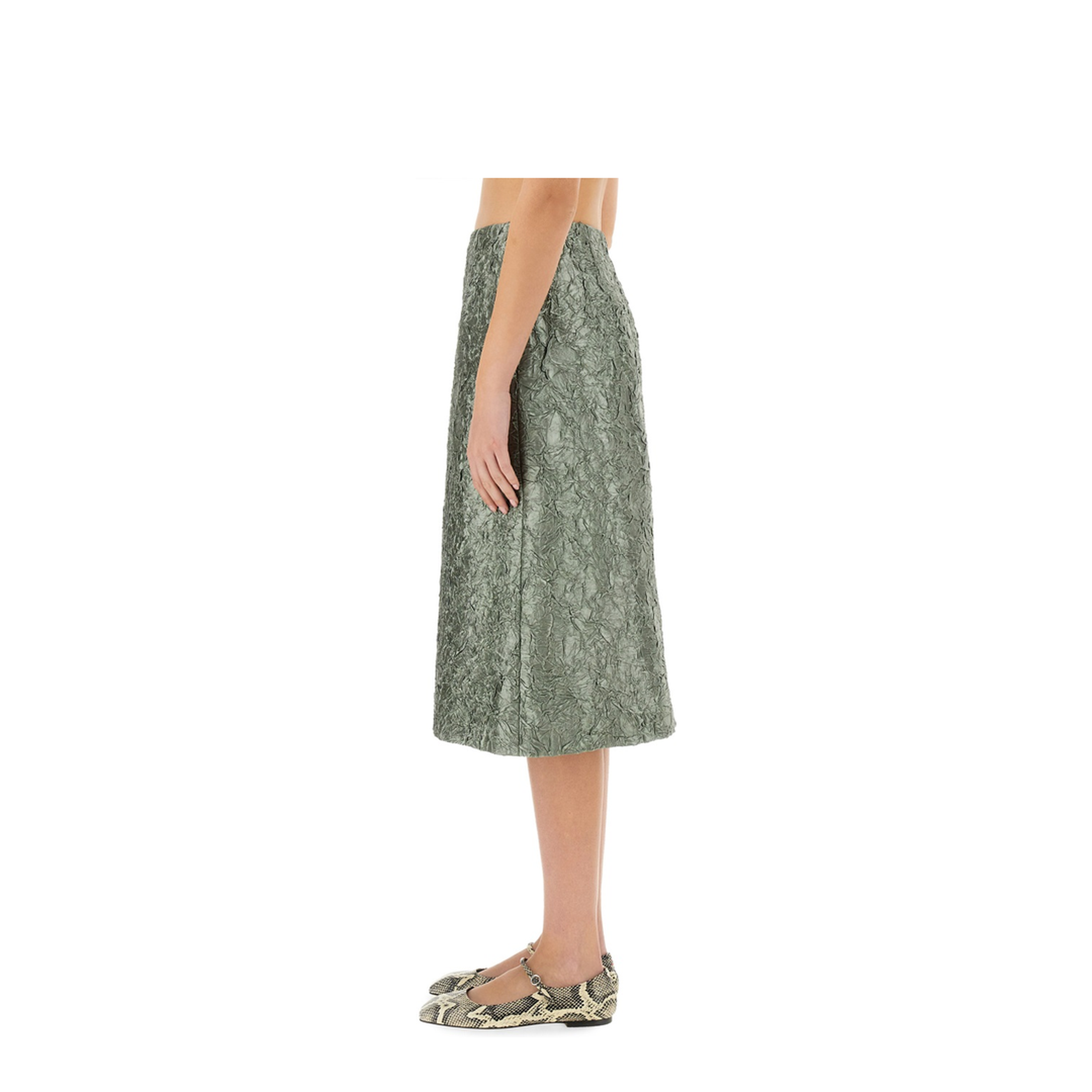 Ruched Satin Midi Skirt - Image 4