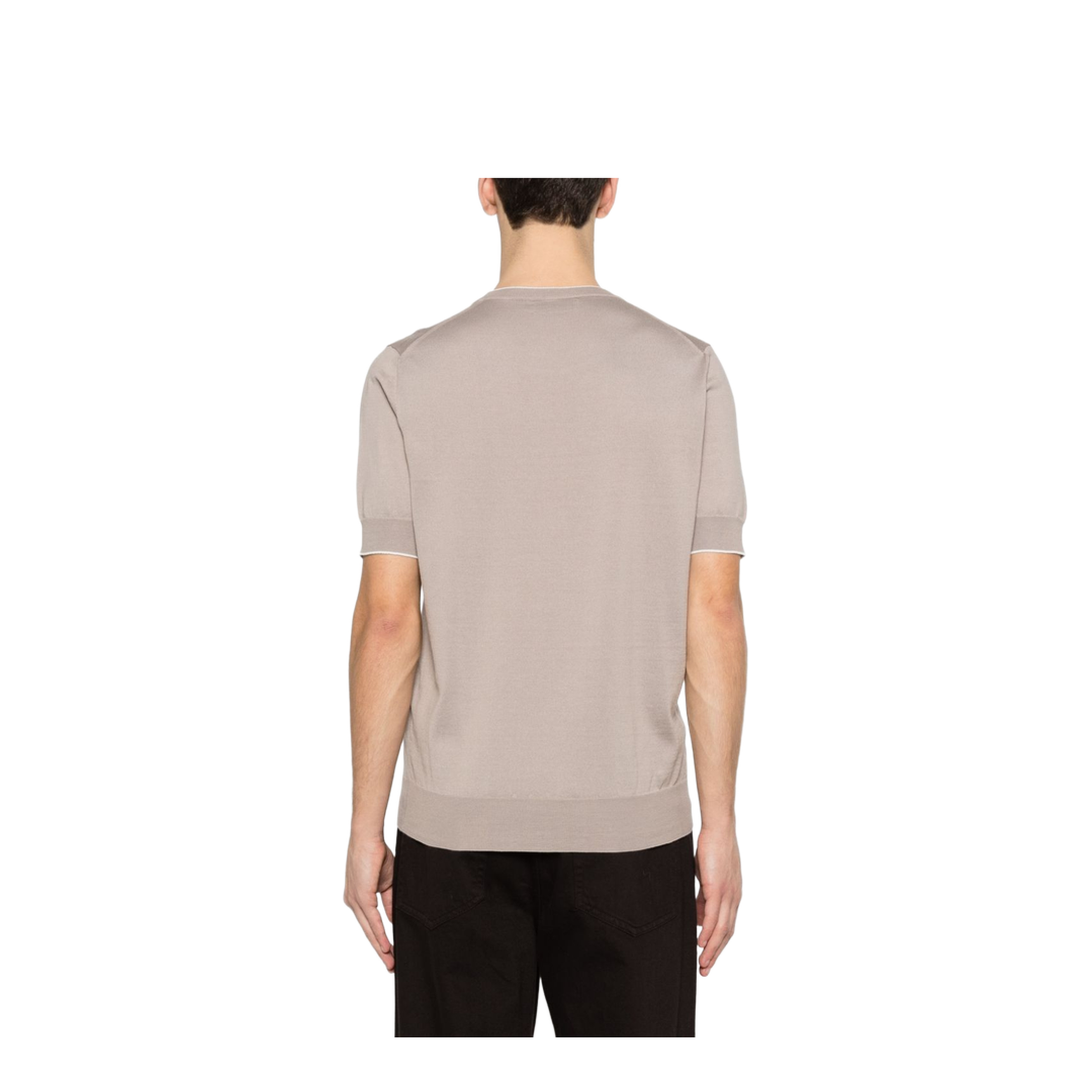 Knitted Cotton T-Shirt Brown - Image 5