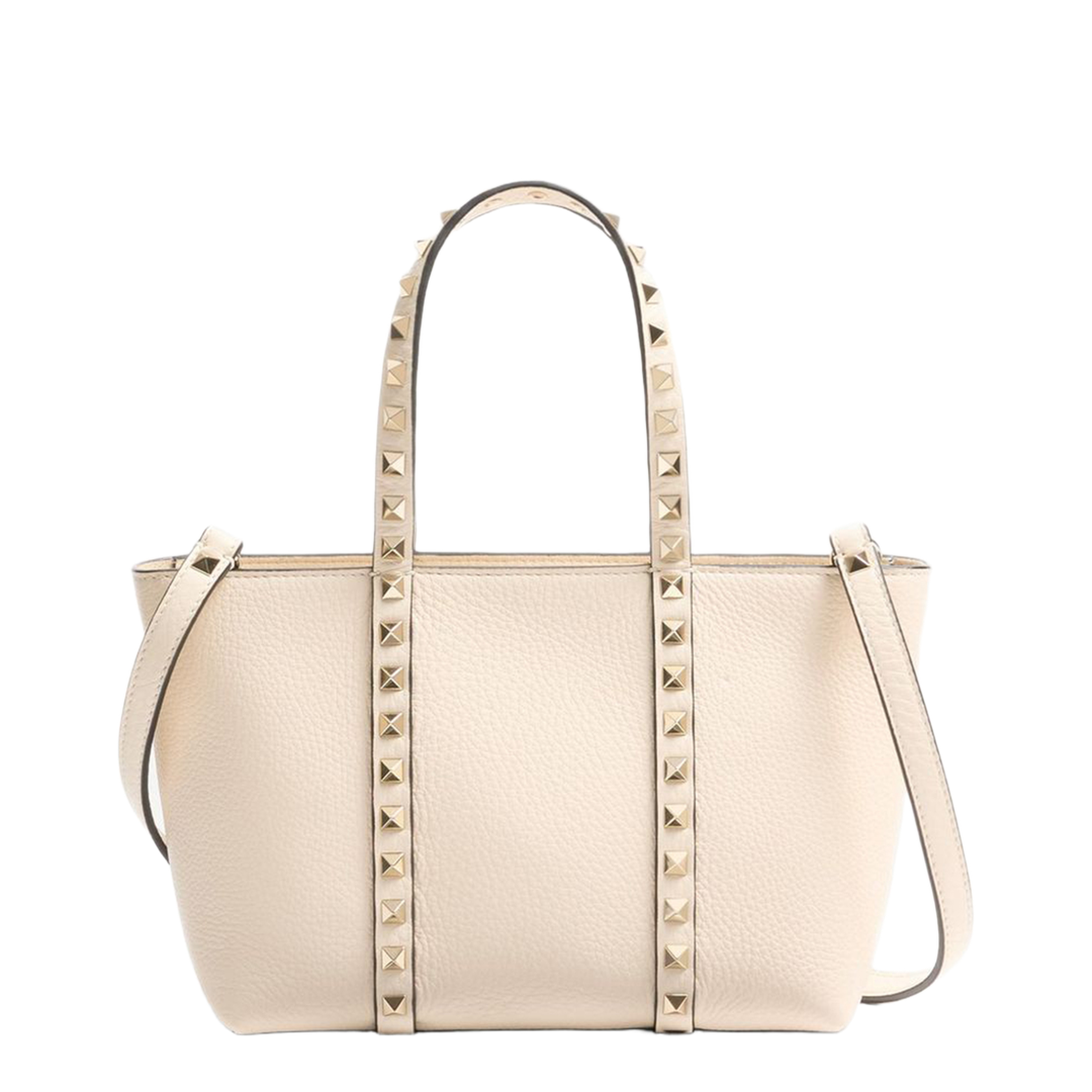 Sand Leather Small Rockstud Shopping Bag - Image 1