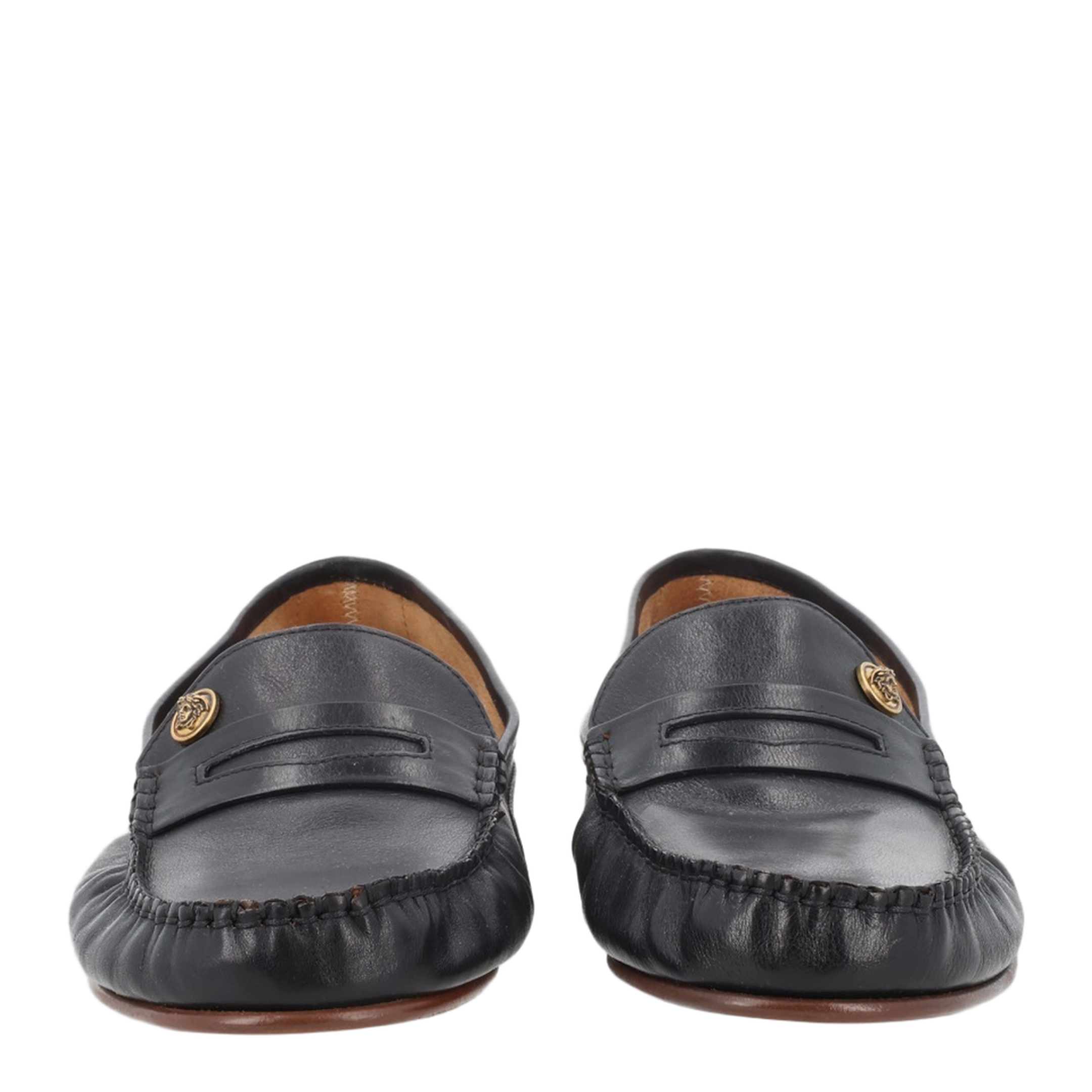 Loafers With Metal Detail On The Front Black-Gold - Image 1