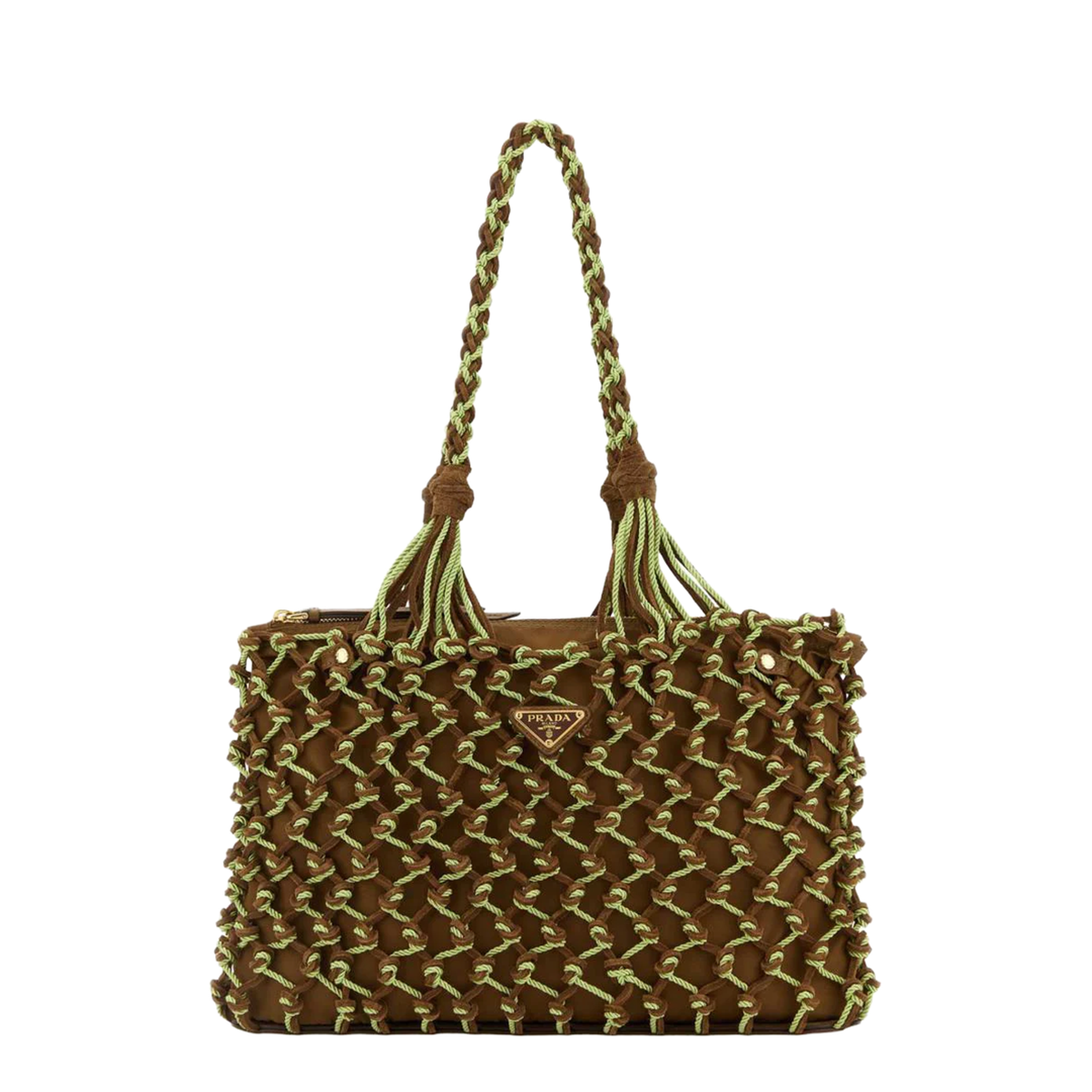 Two-Tone Mesh Shopping Bag - Cacao/Prato - Image 1