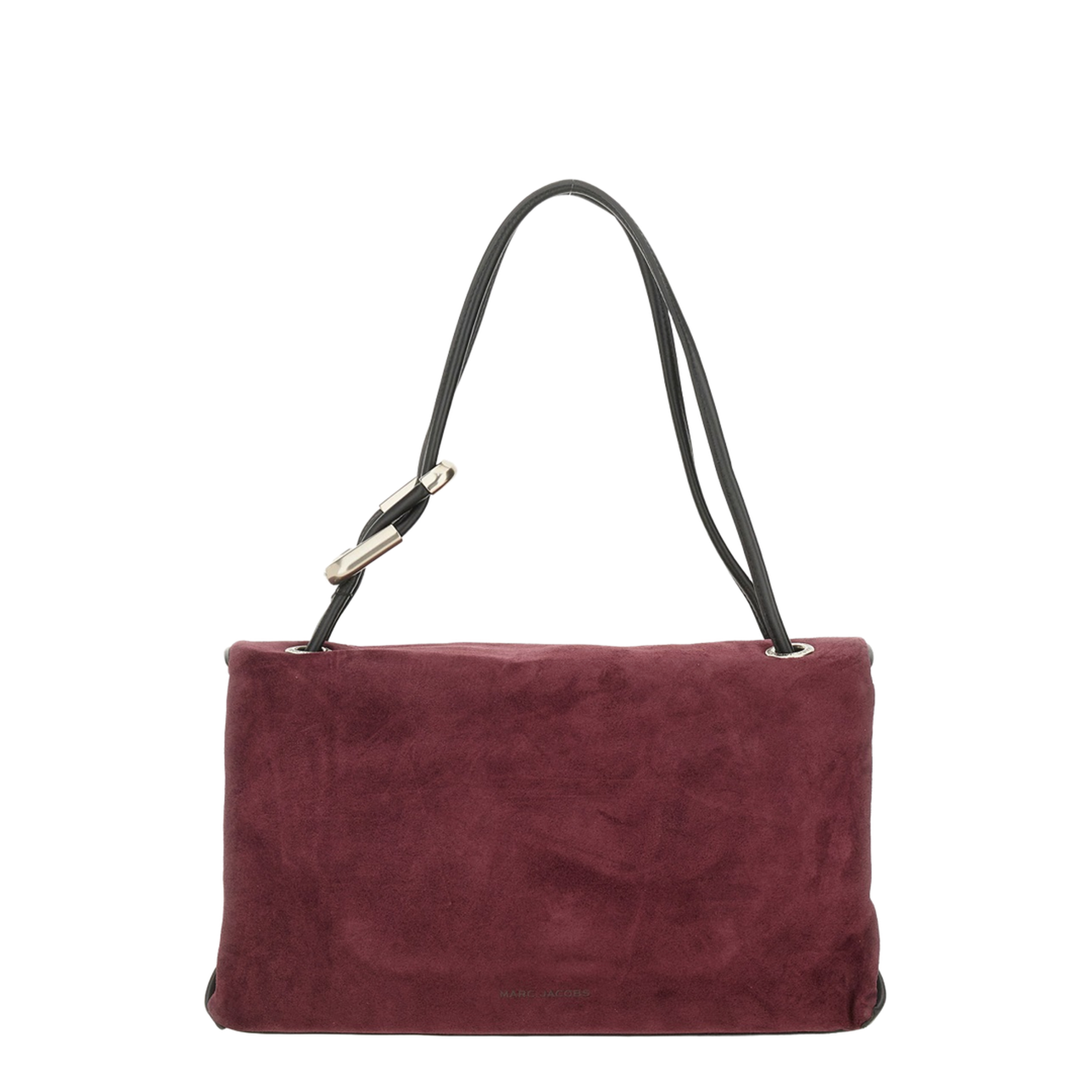 The Dual Large Calf Suede Shoulder Bag - Dark Plum - Image 3