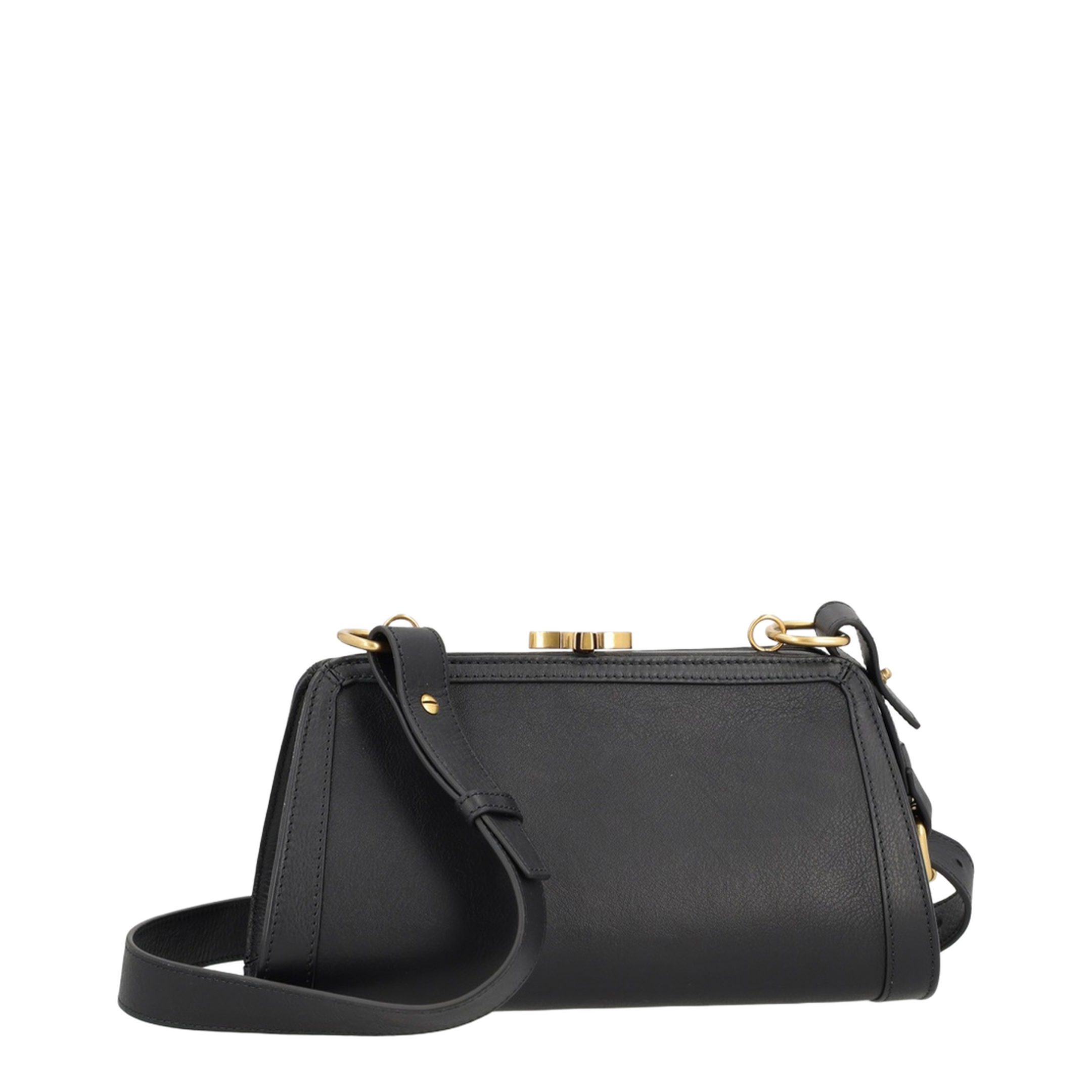 Ascot Cow Leather Frame Bag - Black - Image 3