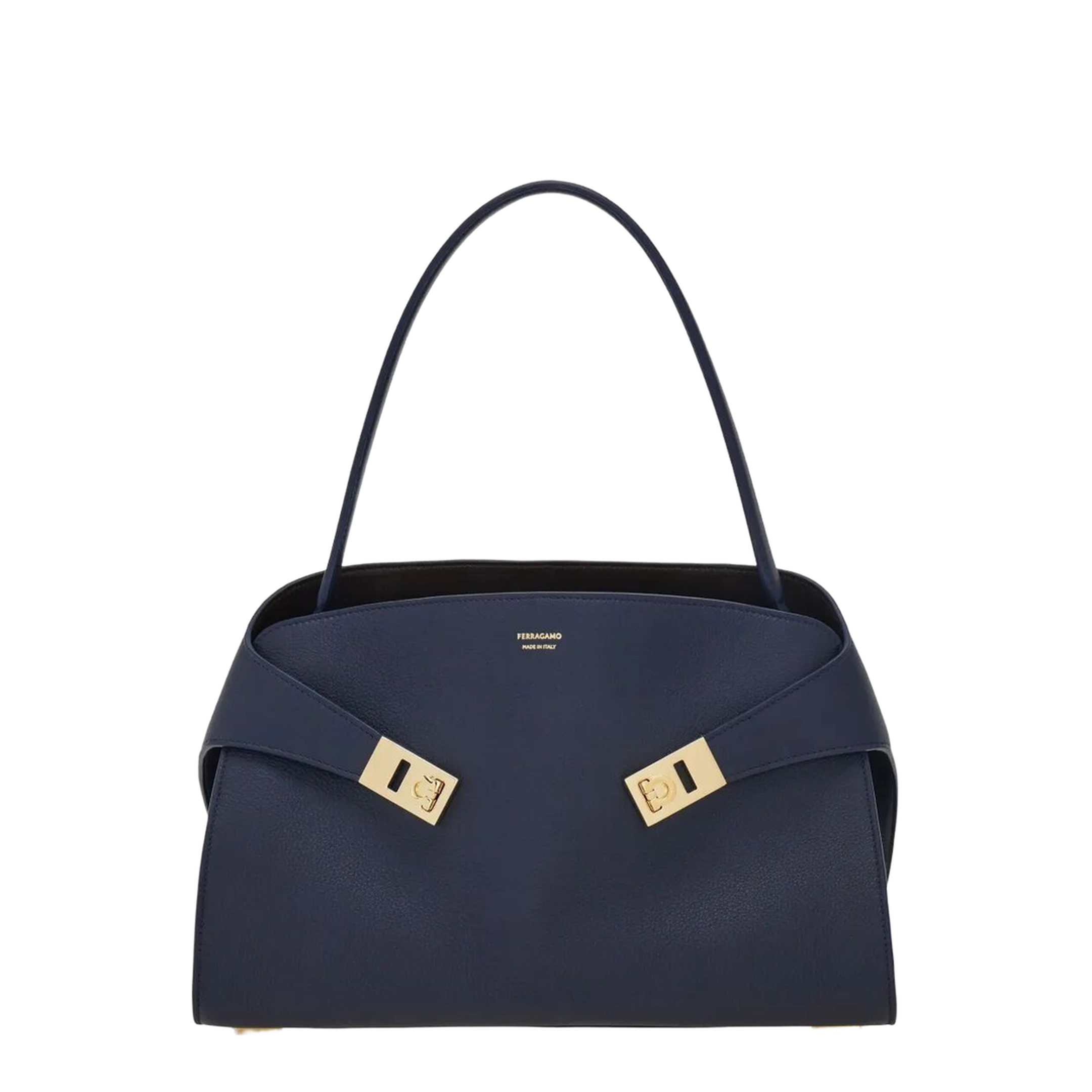 Hug Soft Medium Calf Leather Shoulder Bag - NEW NAVY/T DI MORO - Image 1
