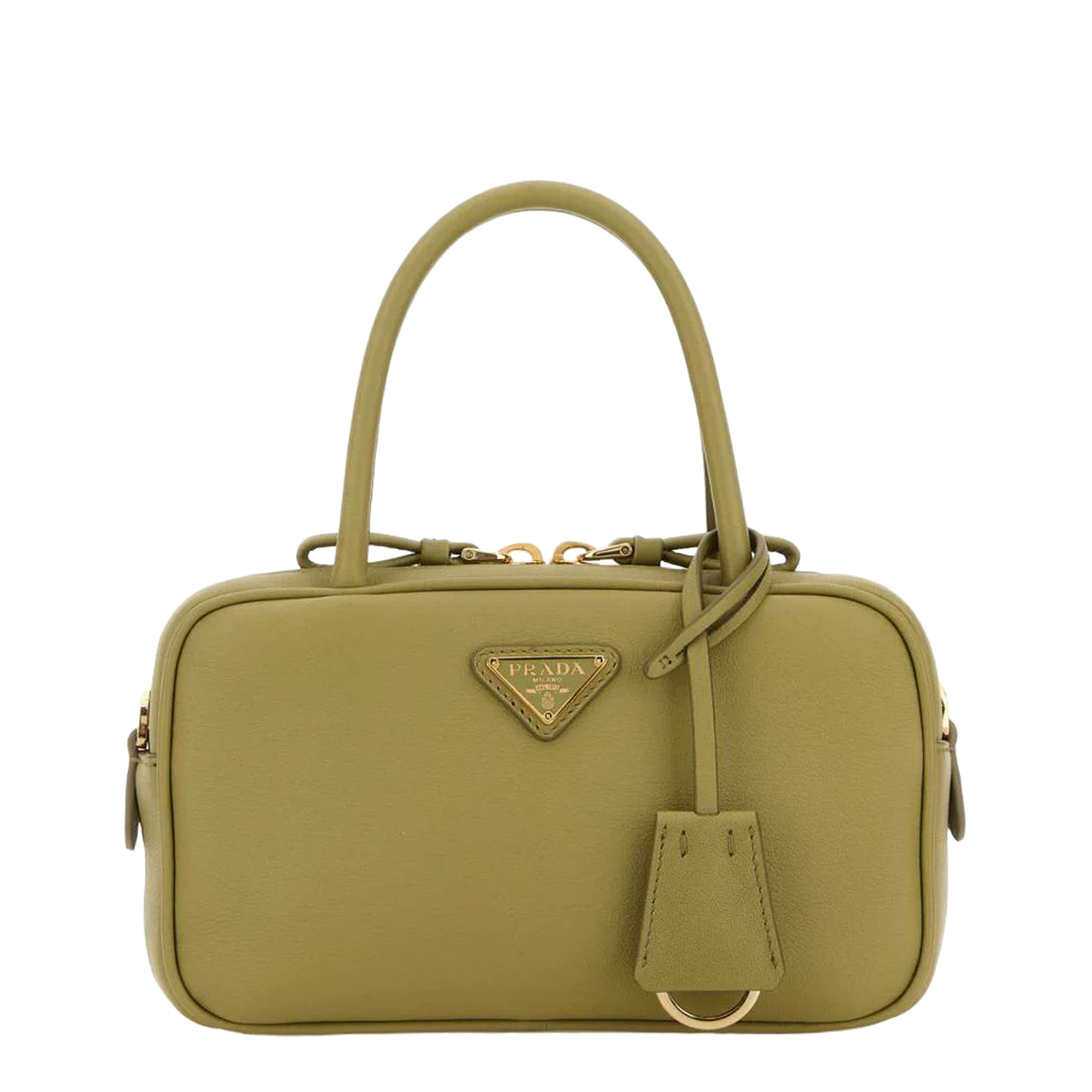 Triangle-Logo Calf Leather Handbag - Pistacchio (Sage Green) - Image 1