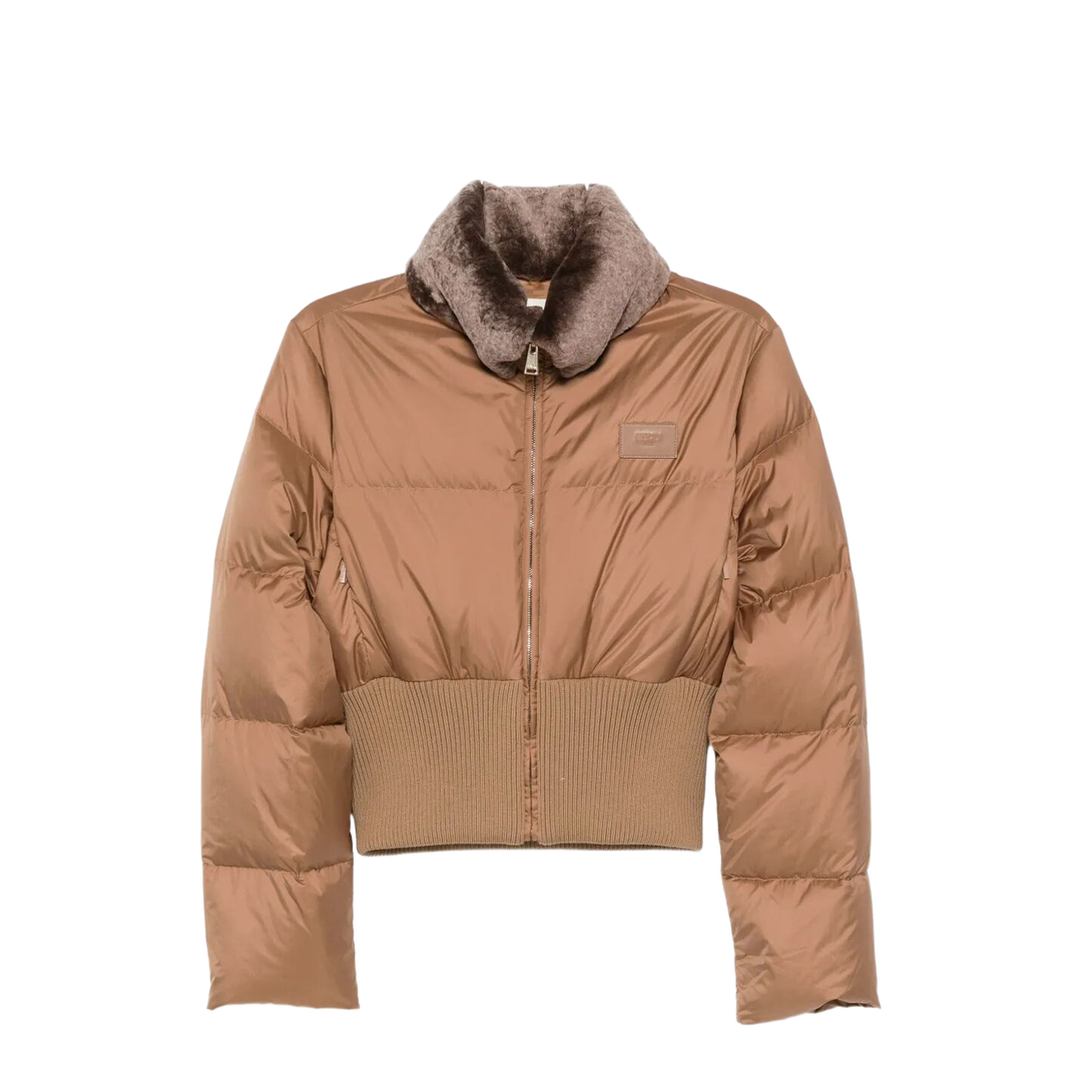 Short Padded Down Jacket with Shearling Collar - Image 1
