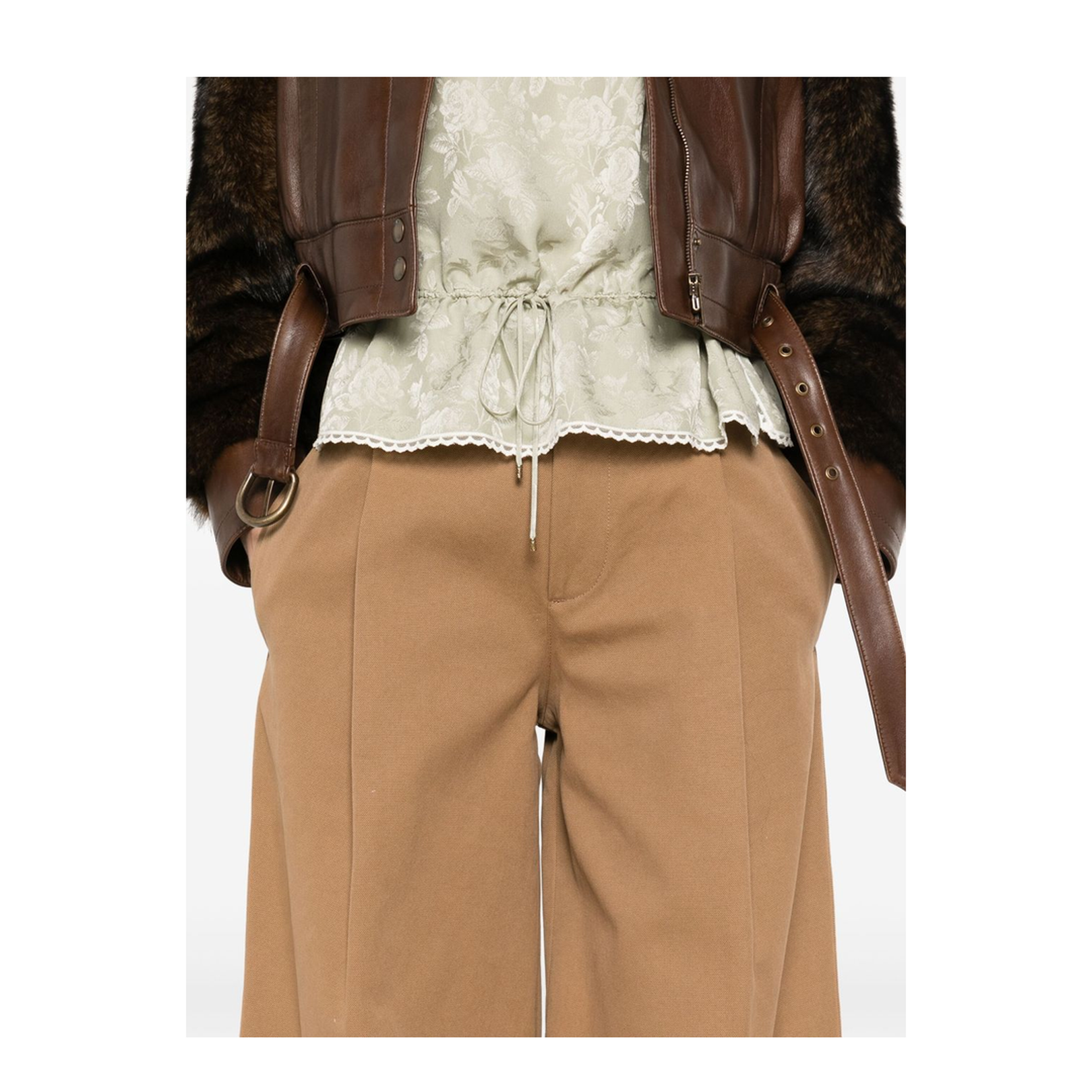 High-rise wide-leg pants in cotton canvas - Image 2