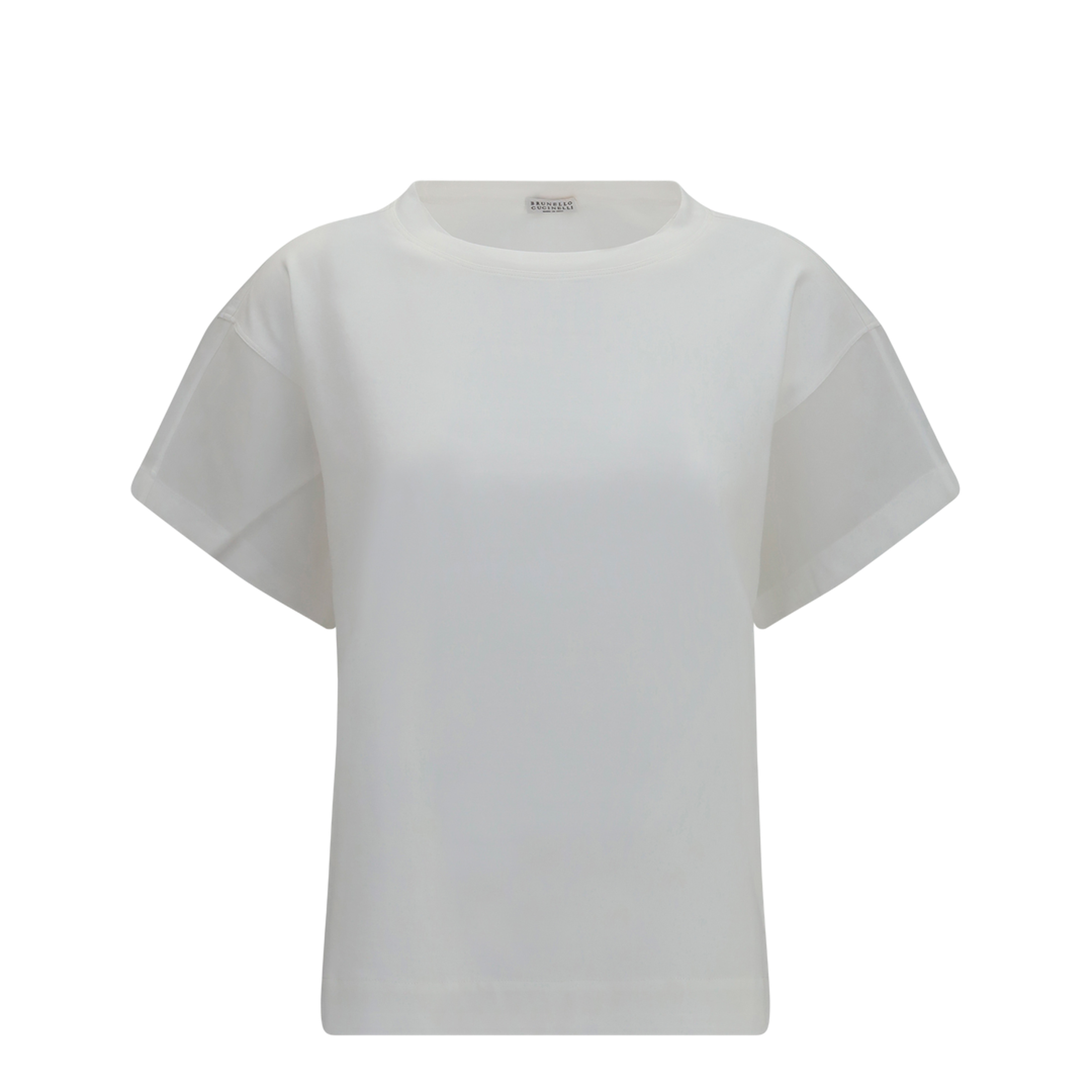 Cotton T-shirt with Sheer Sleeves and Side Panels - Image 1