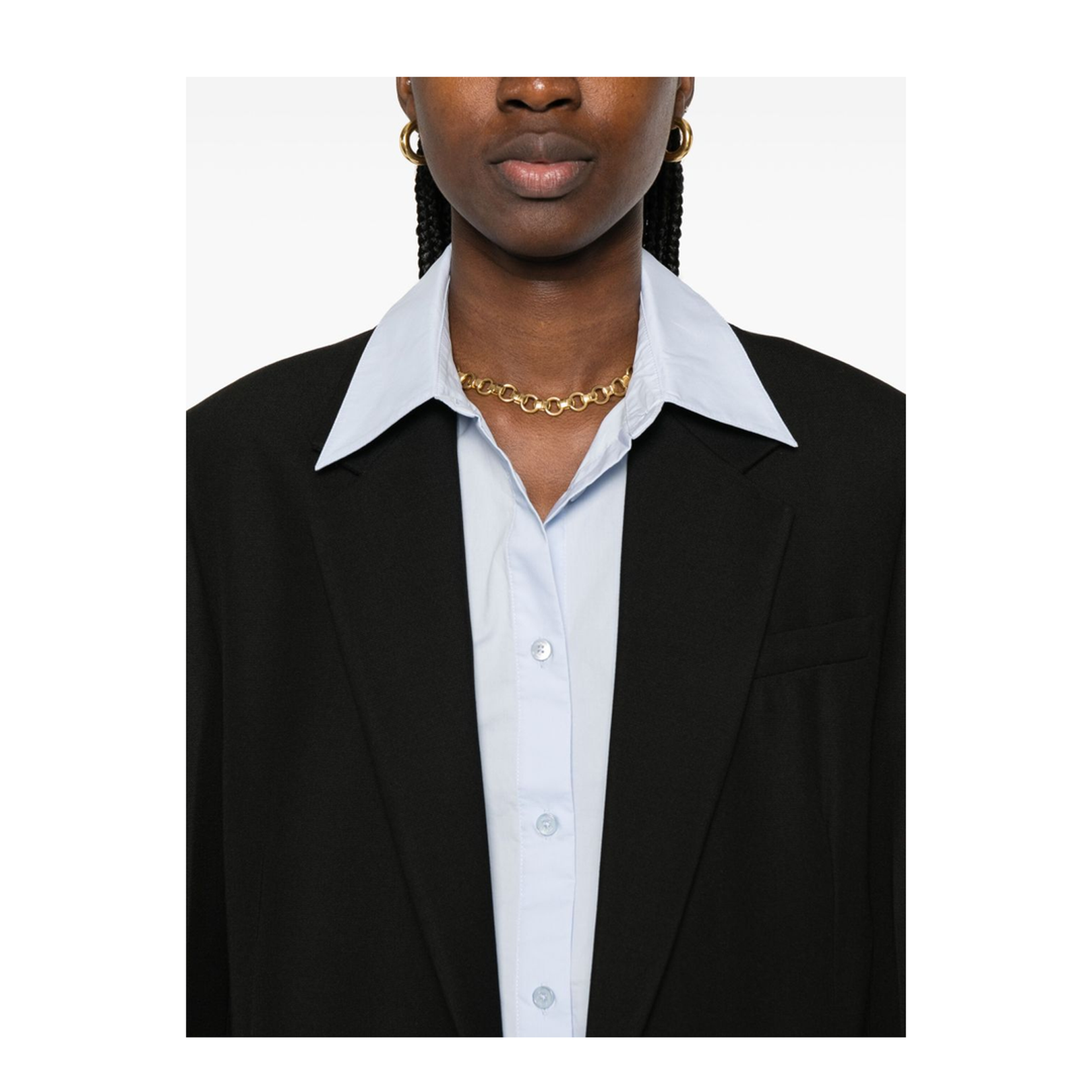 Wool Blend Single-Breasted Blazer Jacket - Image 3