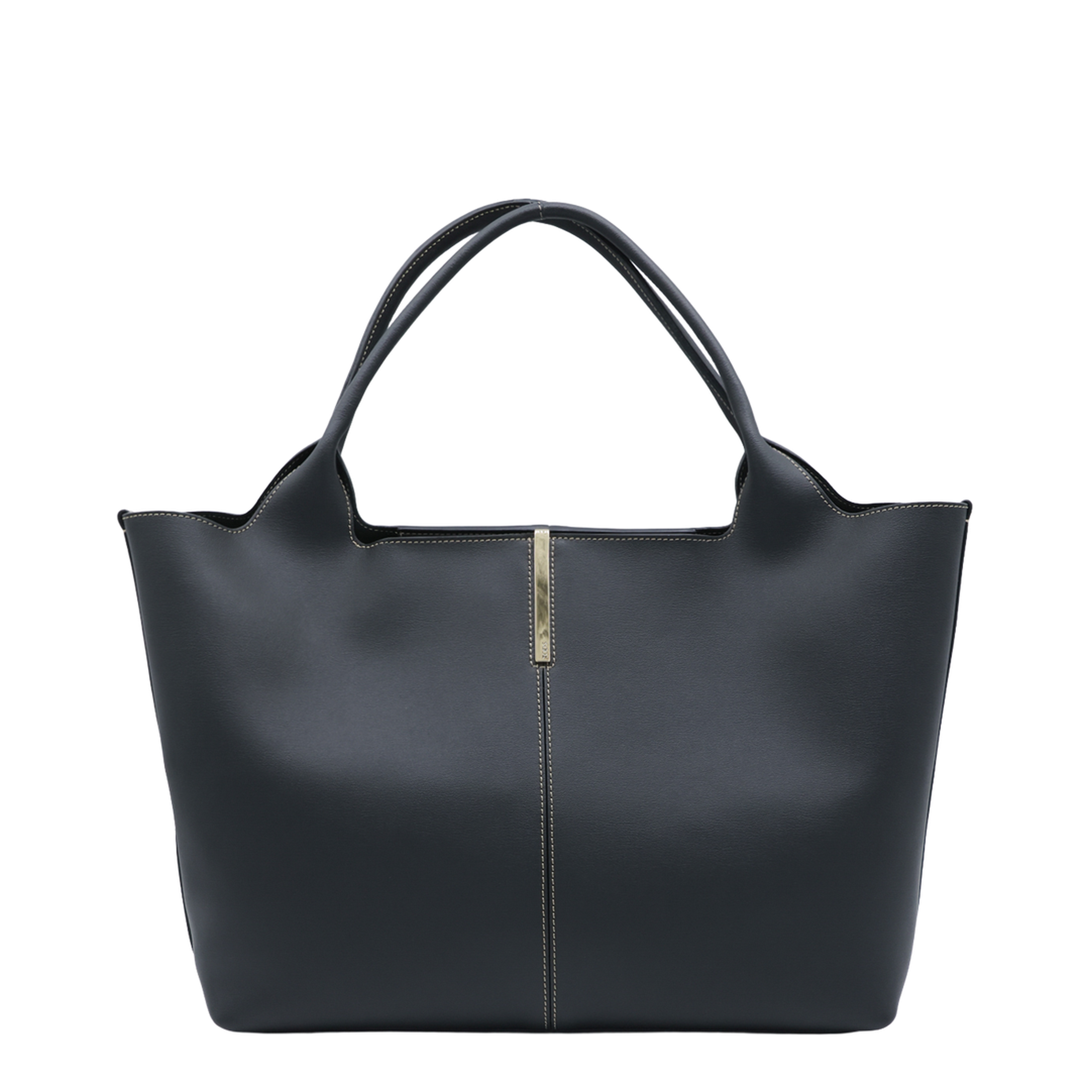 Medium Small Calfskin Shopping Bag - Black - Image 1