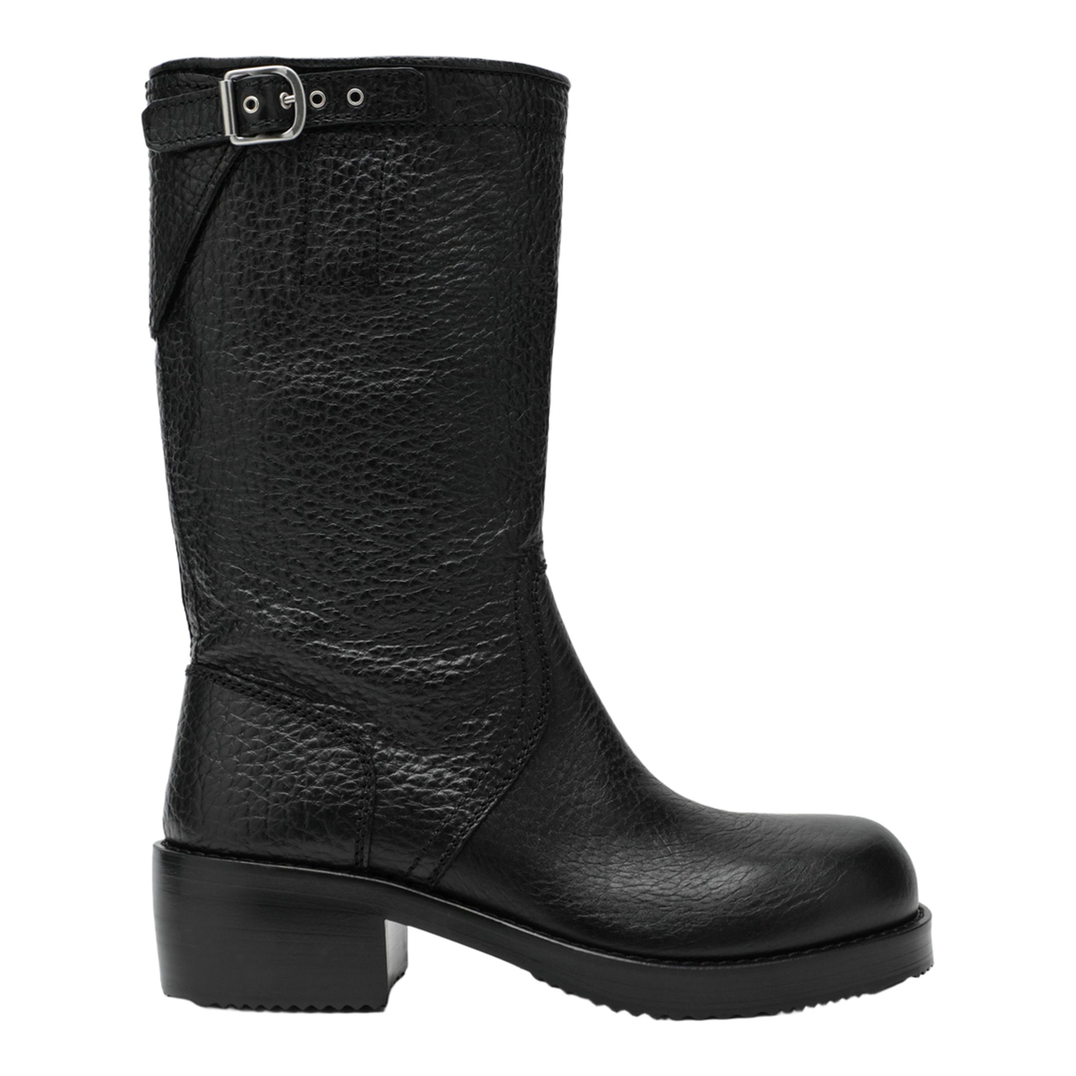 Black Leather Biker Boots - Image 1