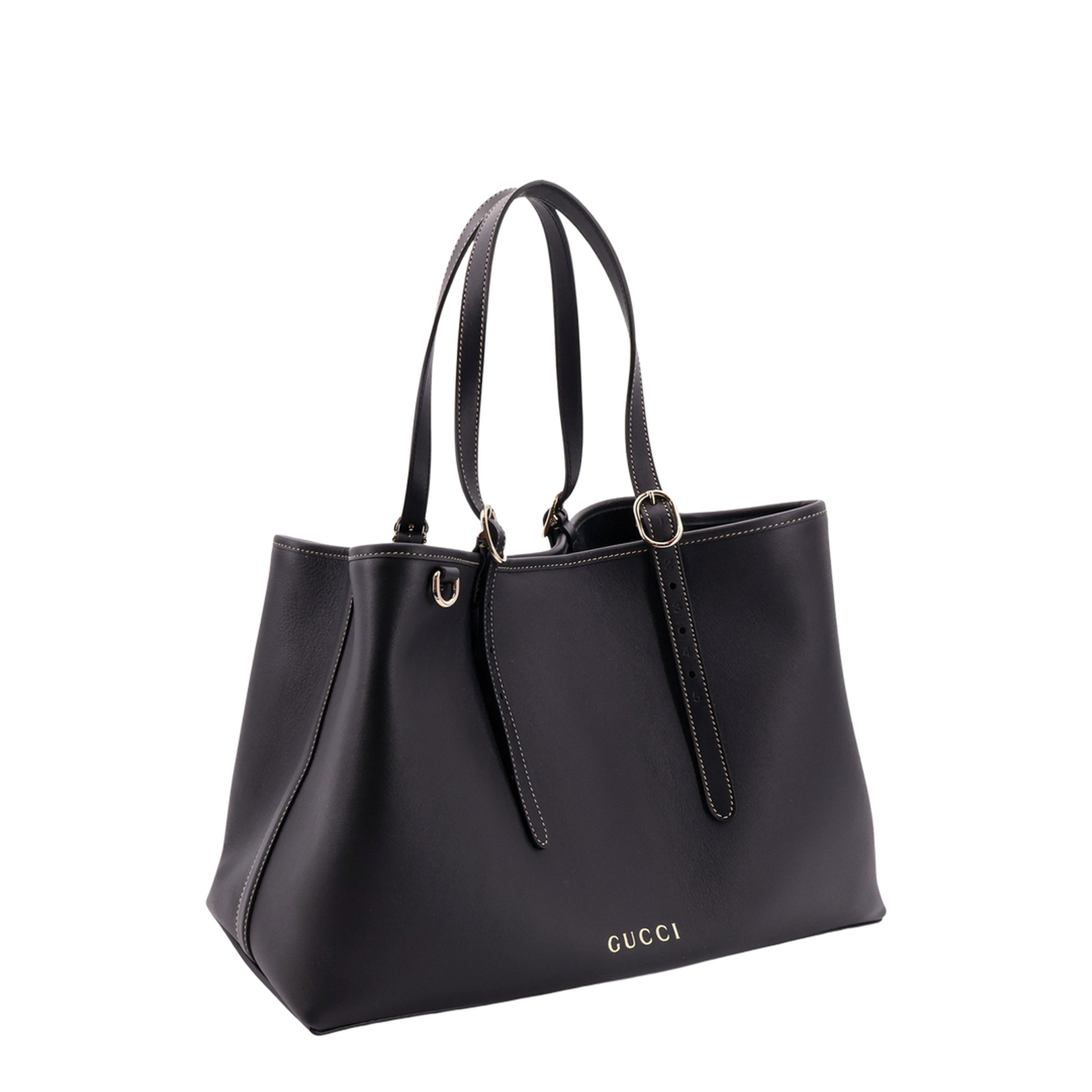 GG Emblem Medium Leather Bucket Bag - Black - Image 3