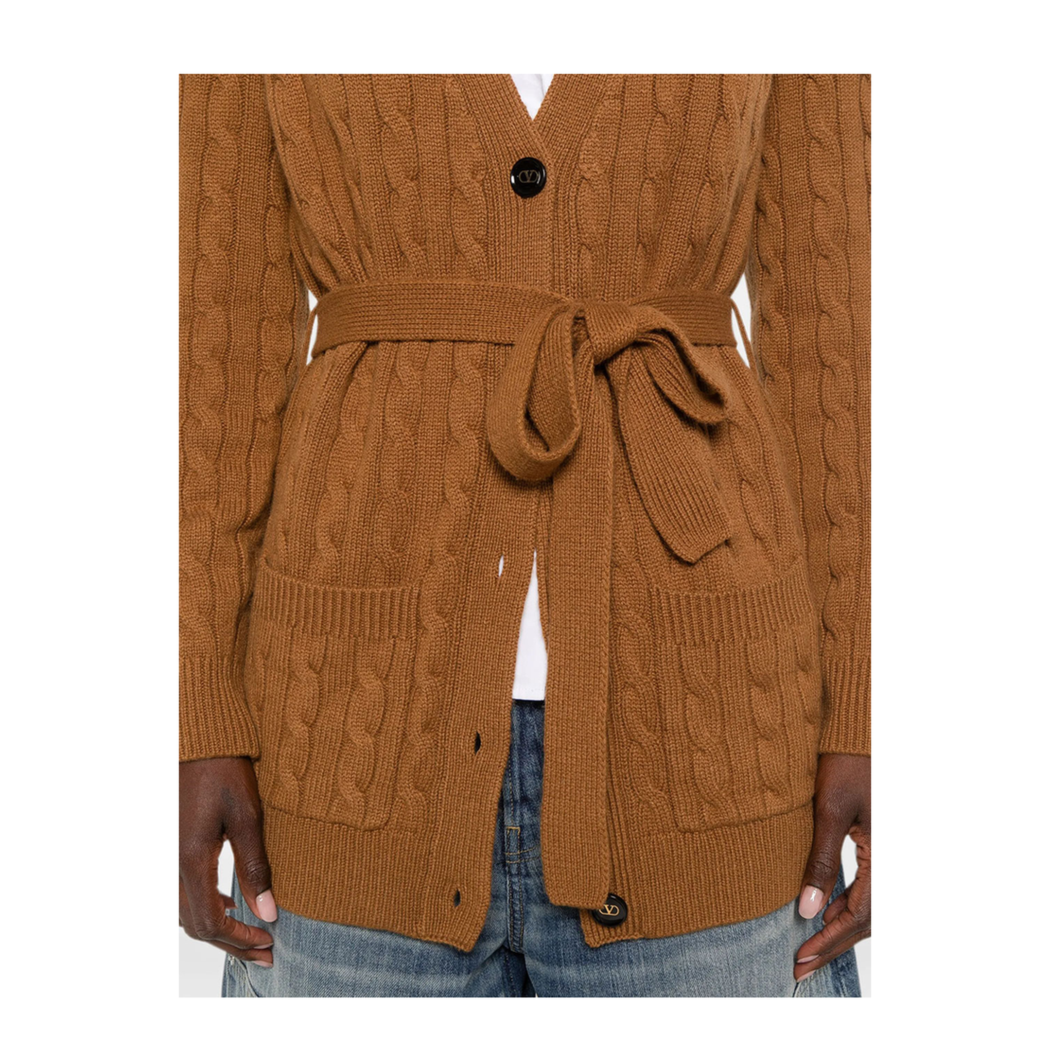 Cable-Knit Belted Cashmere Cardigan - Image 2