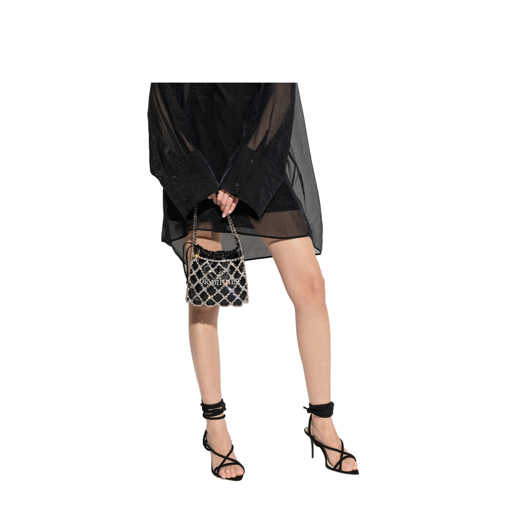 Crystal-Skull Leather Tote - Black - Image 2