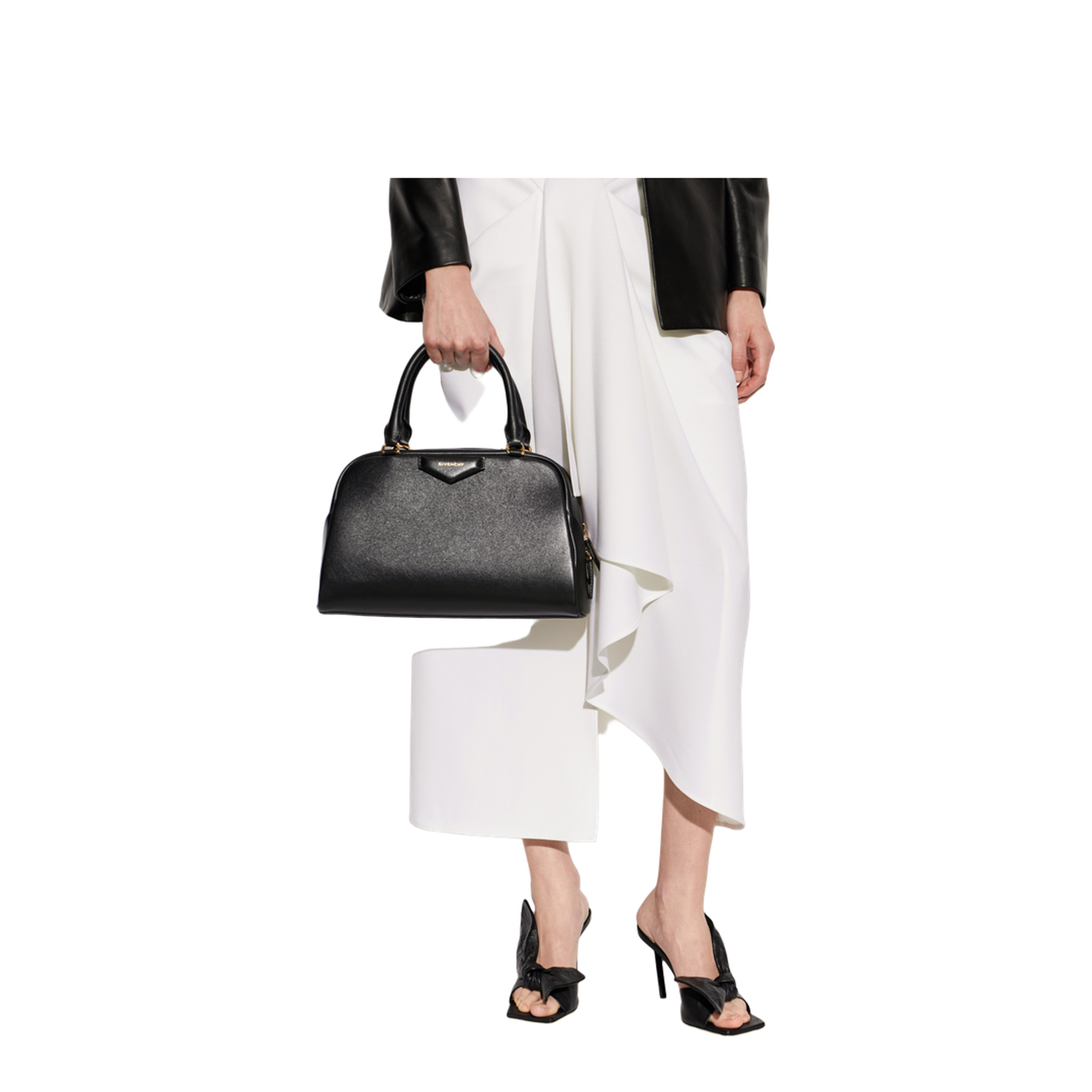 Antigona East-West Calfskin Bowling Bag - Black - Image 2