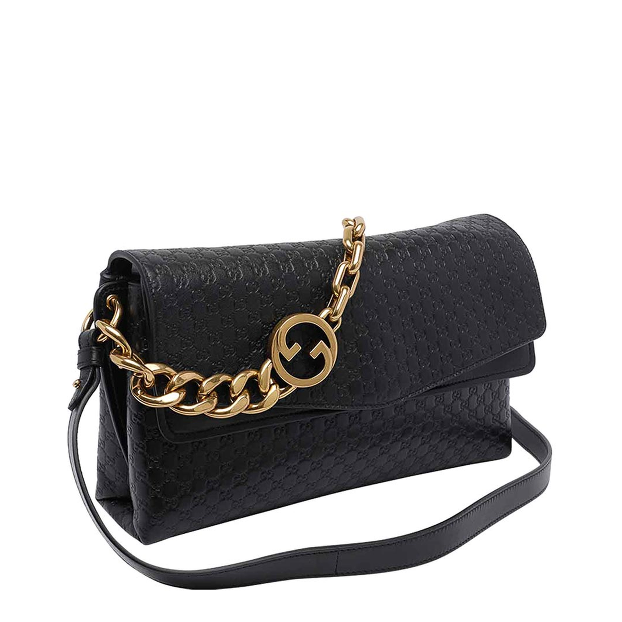 Medium Grainy Leather Shoulder Bag - Black - Image 1