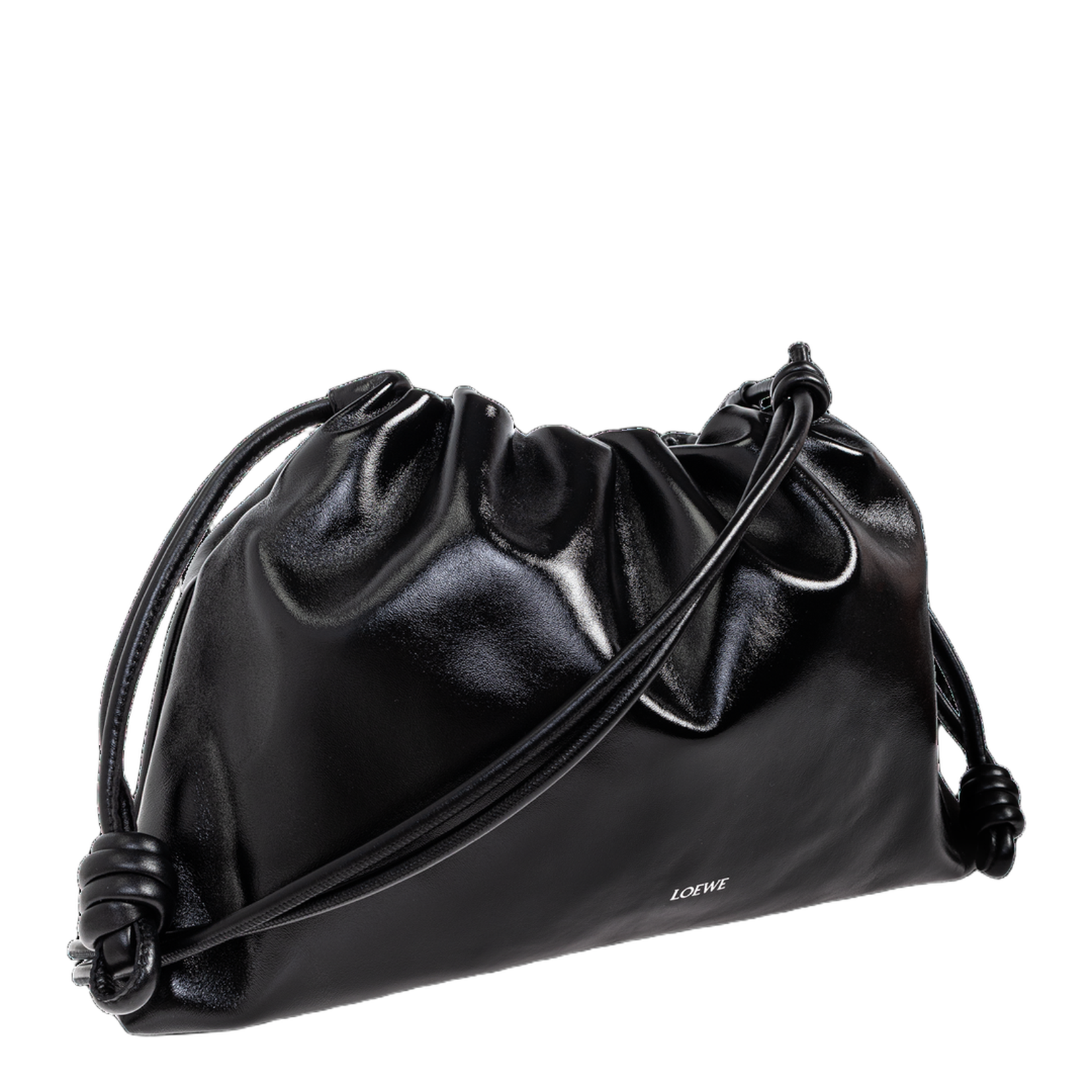 Flamenco Large Leather Shoulder Bags - Black - Image 4