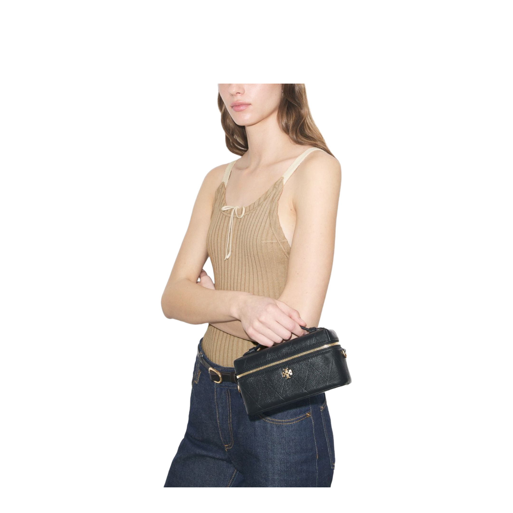 Charlie Quilted Pebbled Leather Vanity Case - Black - Image 3