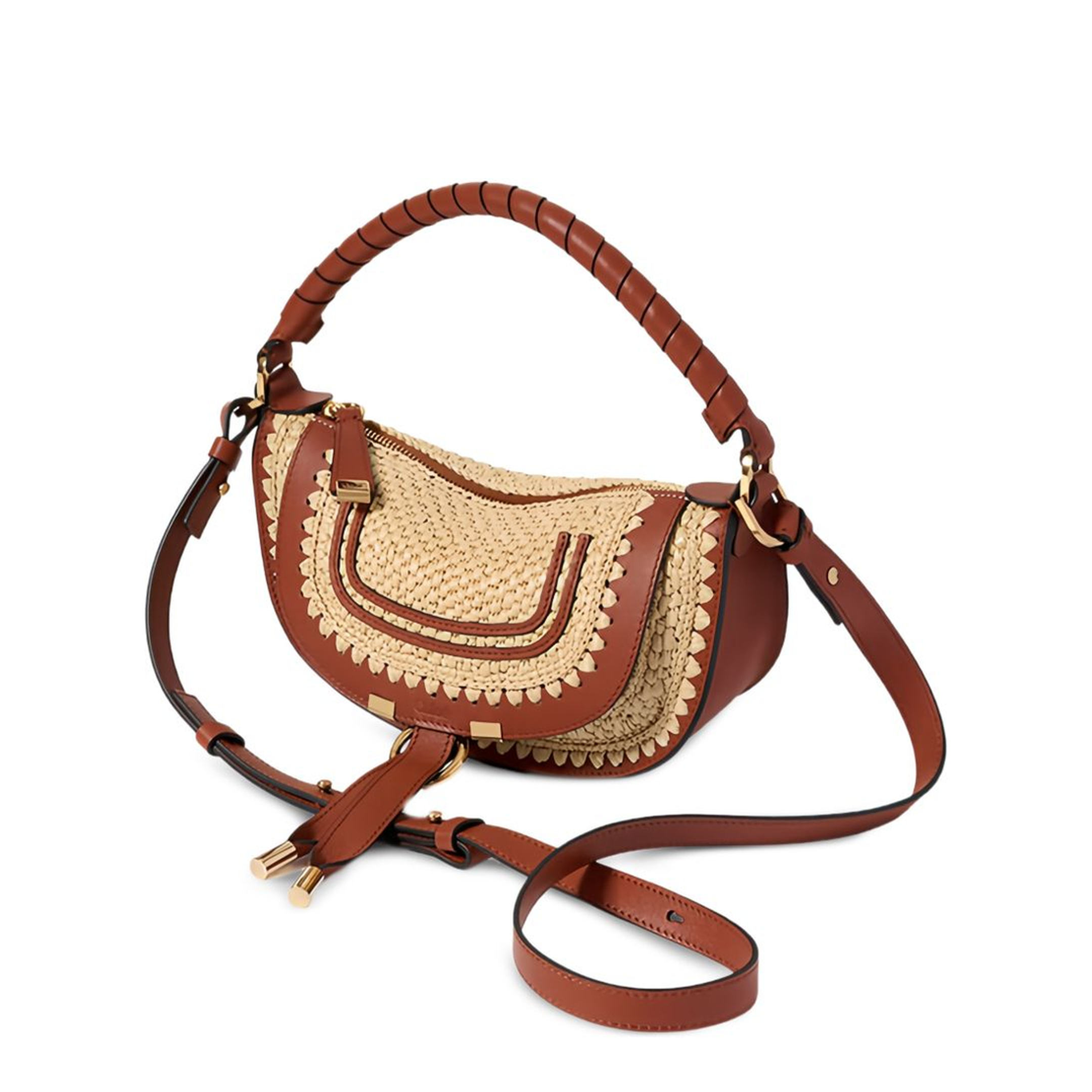Marcie Mini Raffia-Effect Shoulder Bag - Clay Brown - Image 5