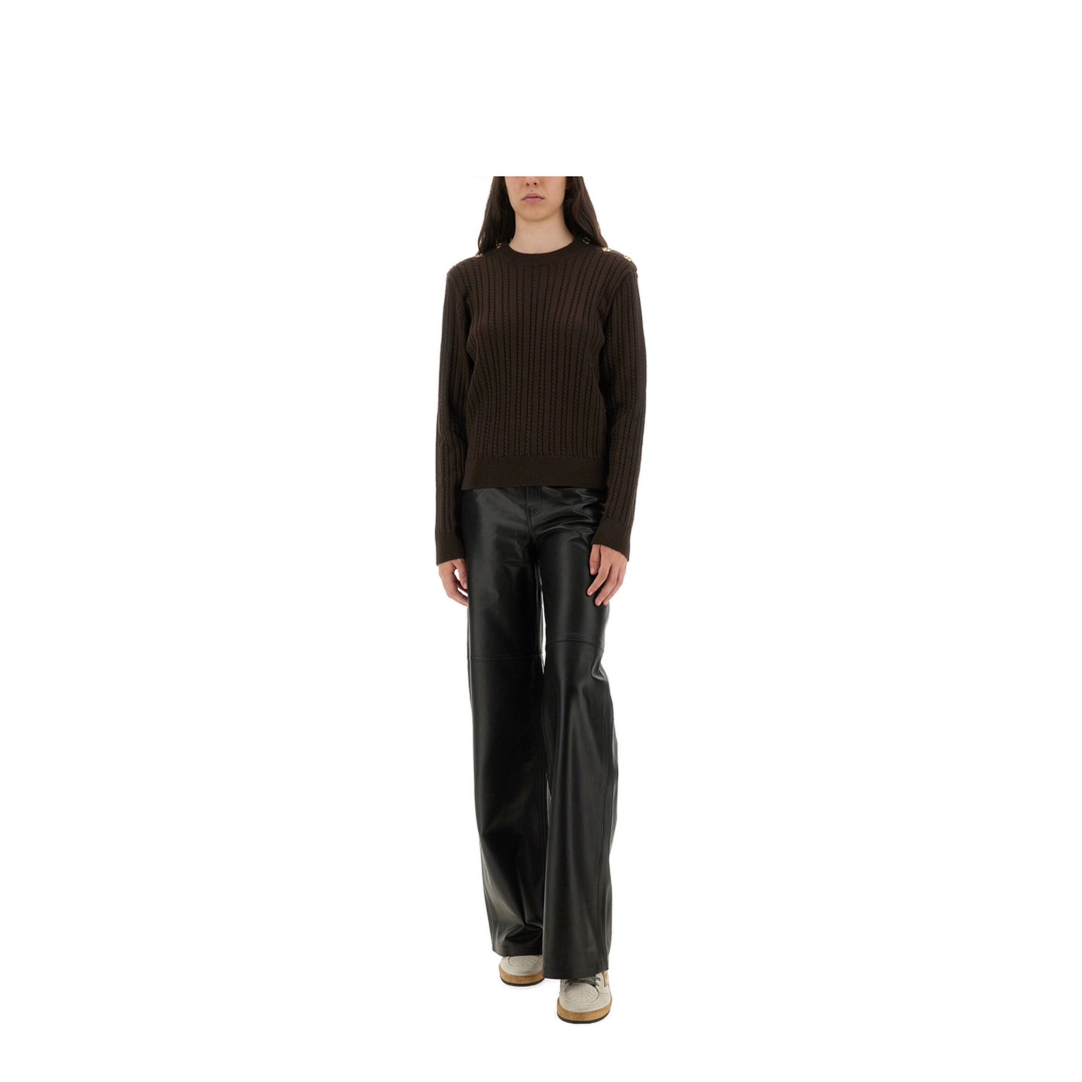 Coffee Brown Crew Neck Long Sleeve Sweater - Image 2