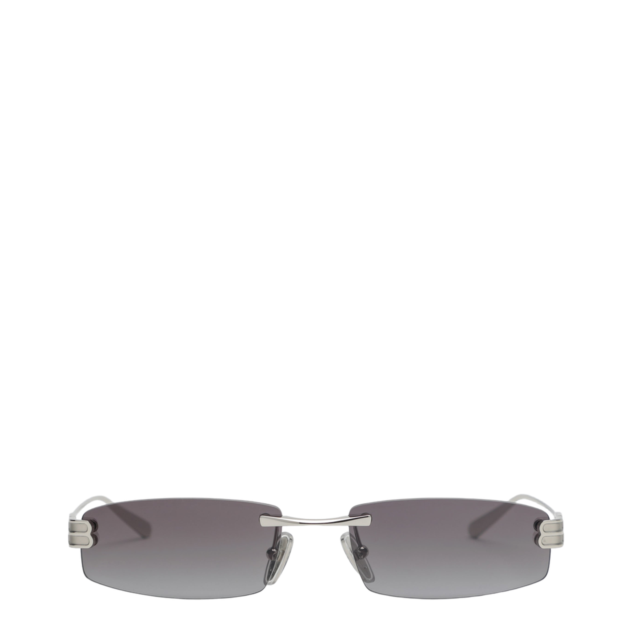 Gossip Rectangular Silver Gradient Grey Sunglasses - Image 1