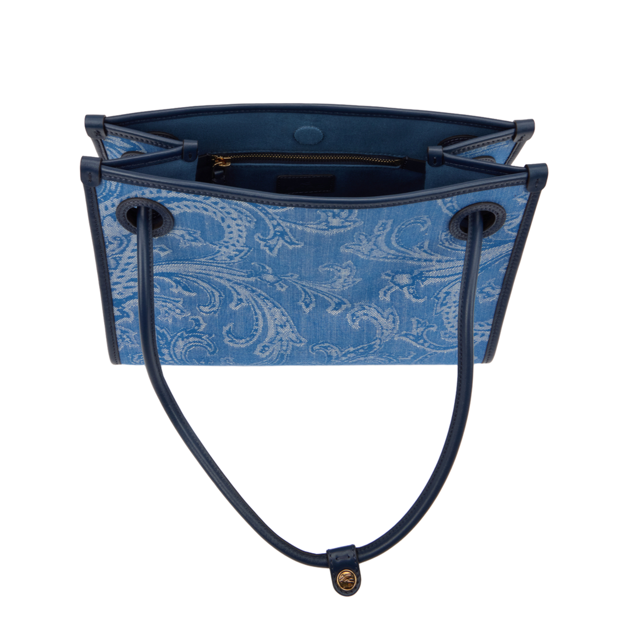Small Eyes Jacquard Denim Tote - Blue - Image 4