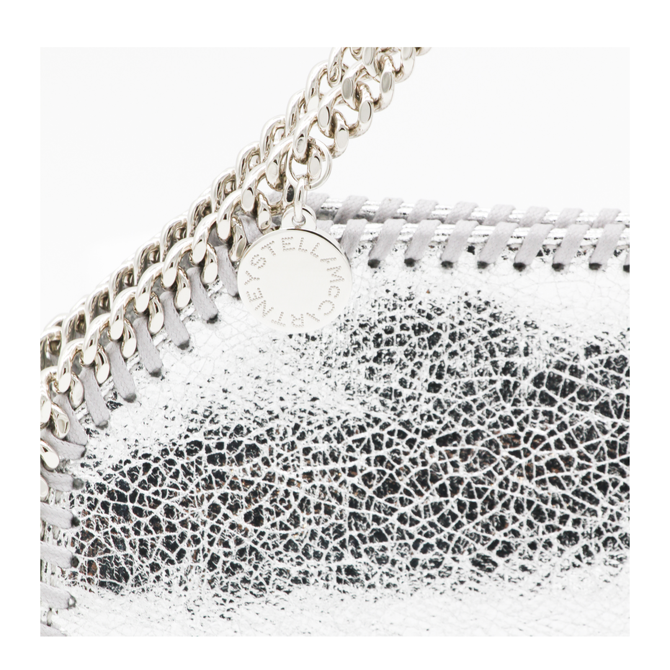 Falabella Tiny Cracked Metallic Polyester Tote Bag - Silver - Image 8