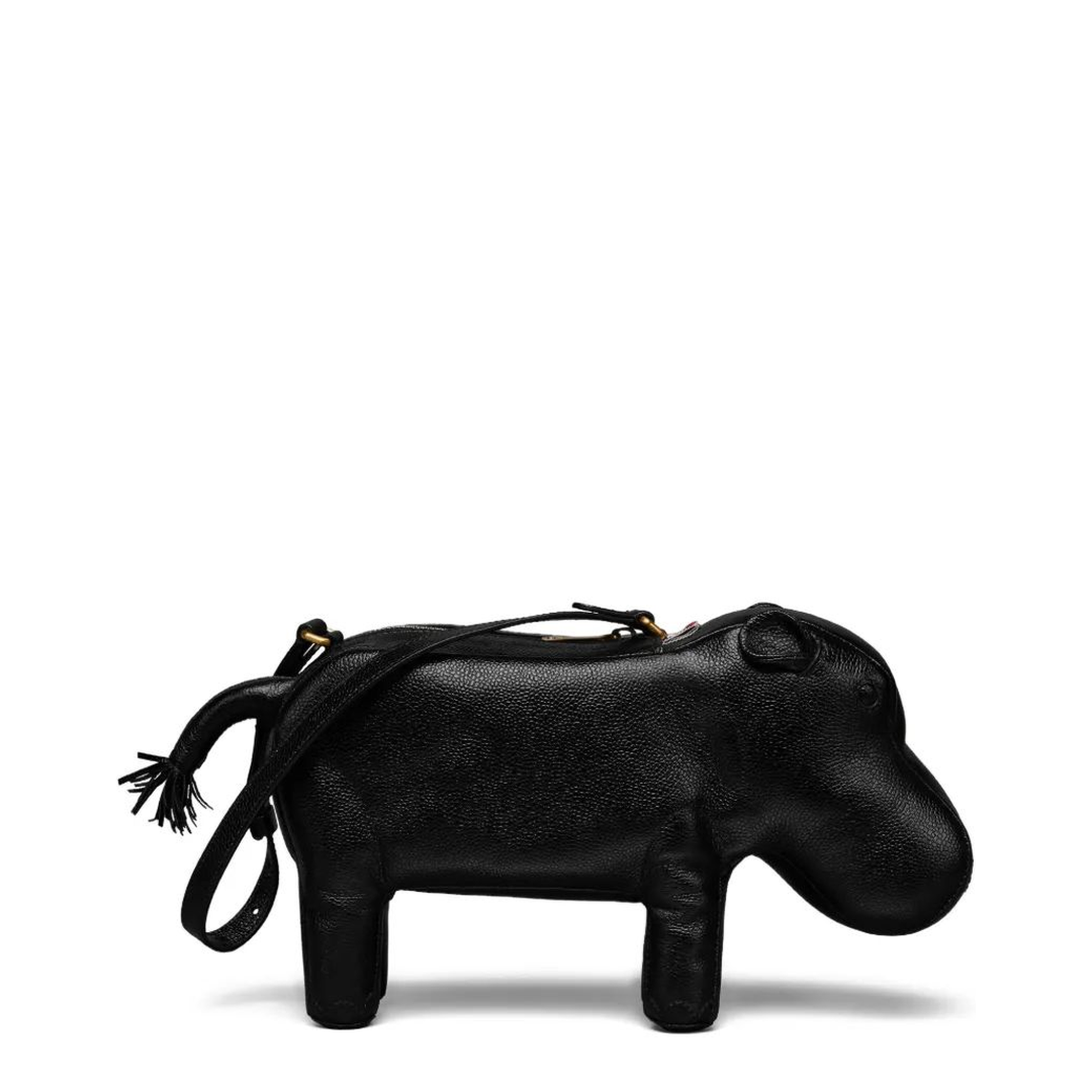Small Calf Full Grain Pebble Leather Bag - Black - Image 4