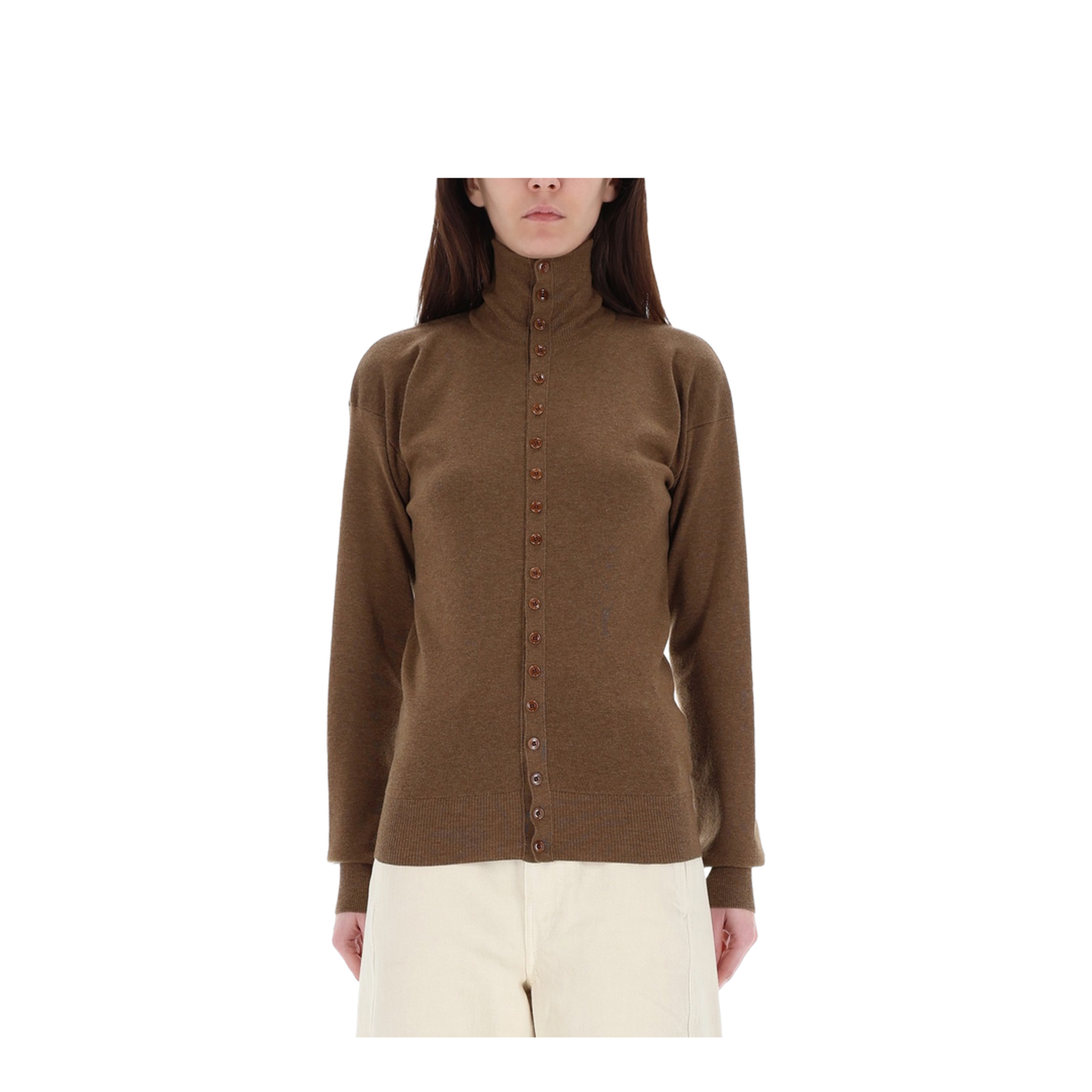 Wool High Collar Cardigan - Image 1