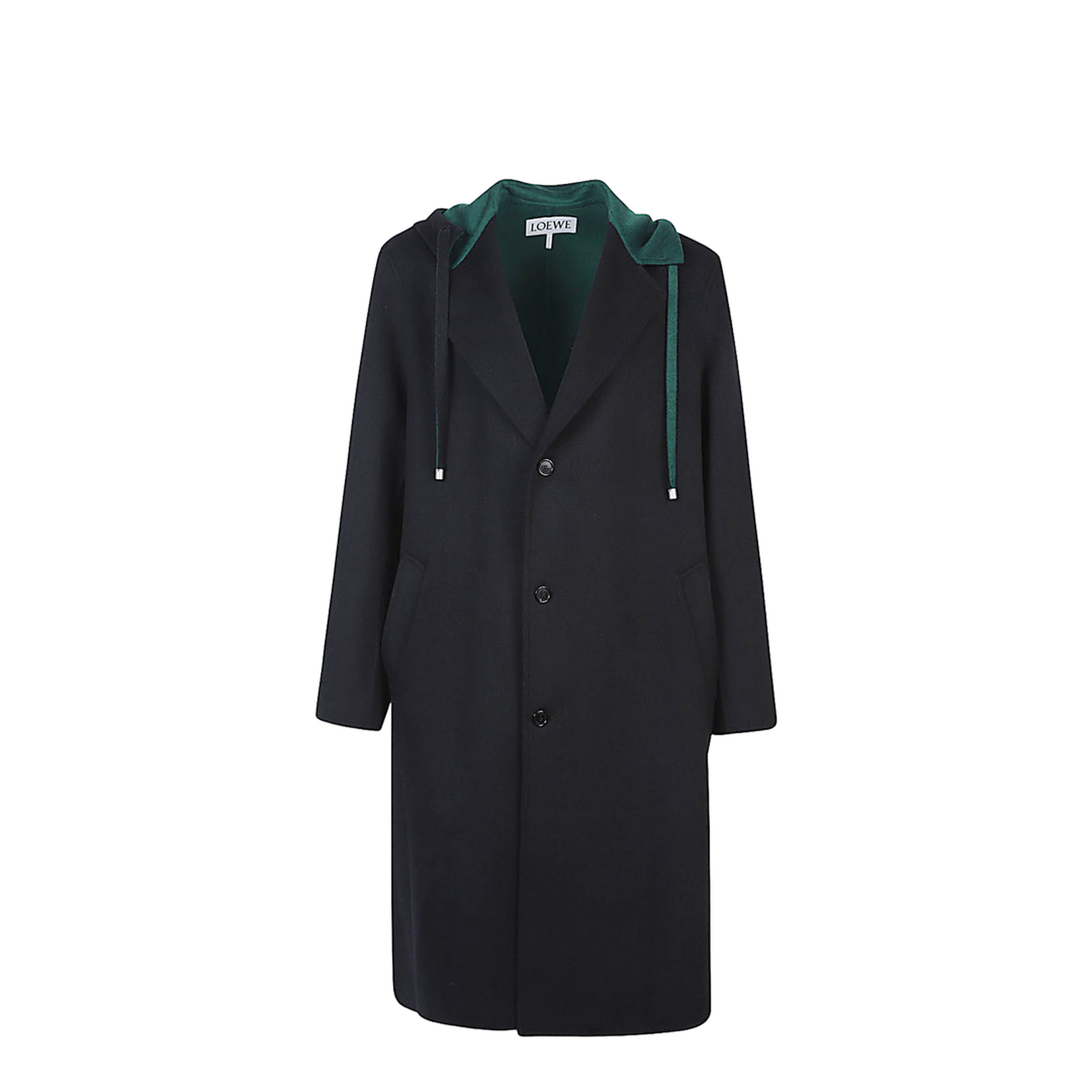 Black Wool And Cashmere Blend Hooded Coat - Image 1